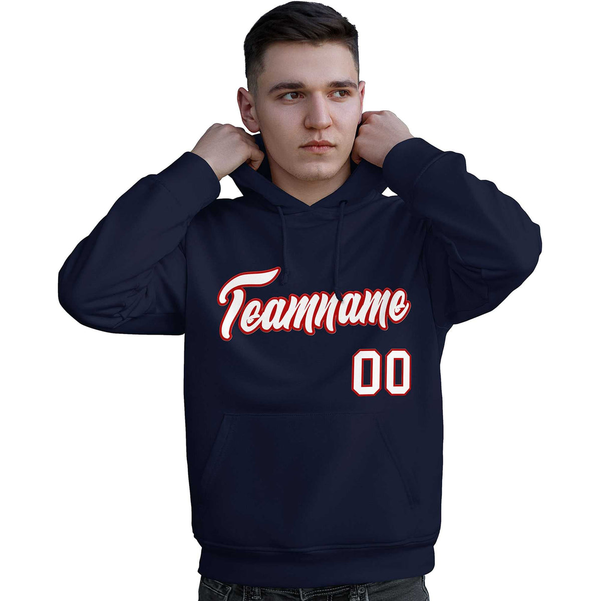 Custom Navy Red-White Classic Style Personalized Sport Pullover Hoodie| KXKSHOP