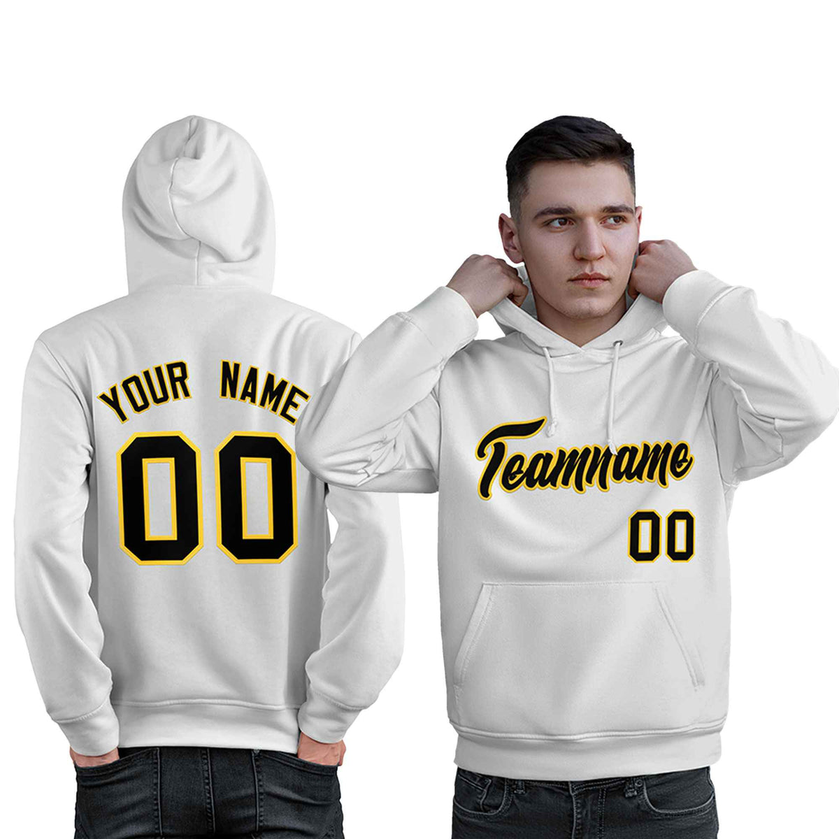 Custom White Gold-Black Classic Style Personalized Sport Pullover Hoodie| KXKSHOP