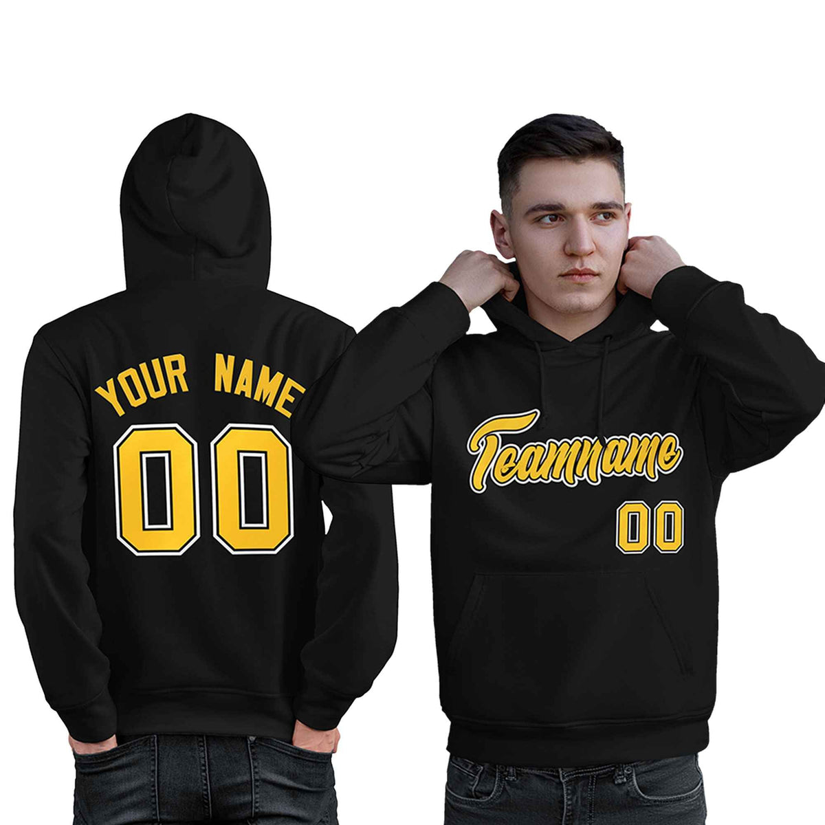 Custom Black Gold-White Classic Style Personalized Sport Pullover Hoodie| KXKSHOP