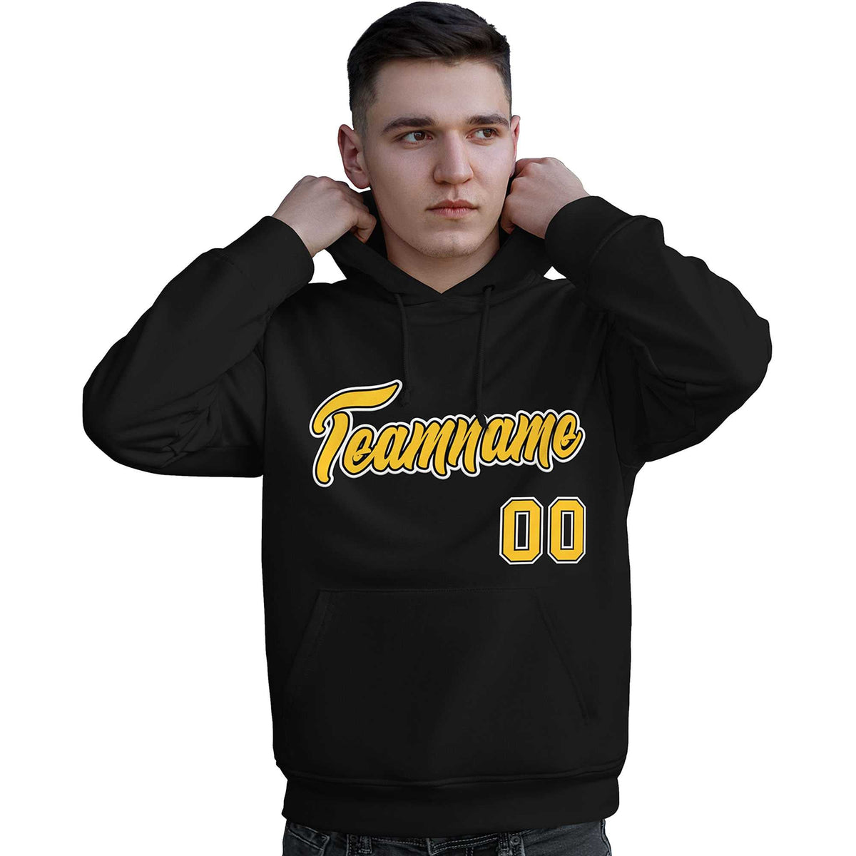 Custom Black Gold-White Classic Style Personalized Sport Pullover Hoodie| KXKSHOP