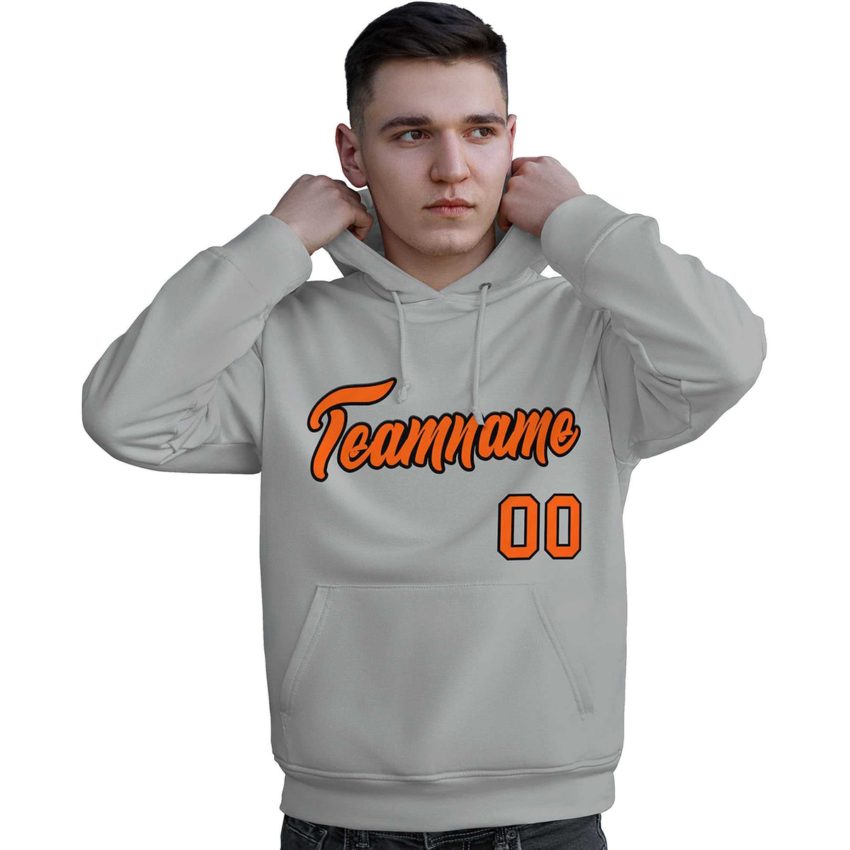Custom Gray Orange-Black Classic Style Personalized Sport Pullover Hoodie| KXKSHOP