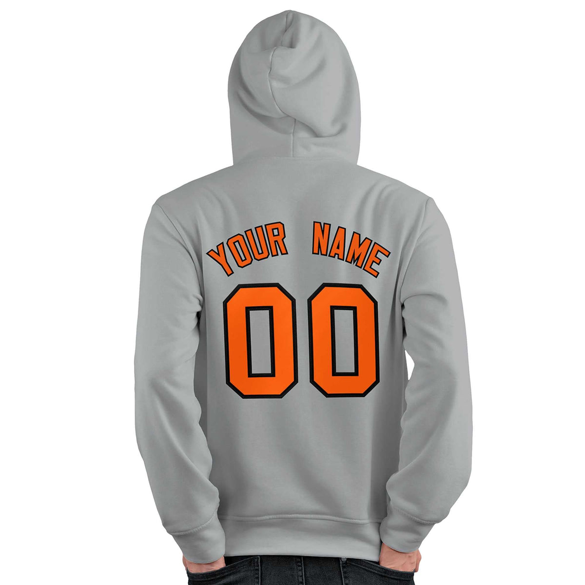 Custom Gray Orange-Black Classic Style Personalized Sport Pullover Hoodie| KXKSHOP