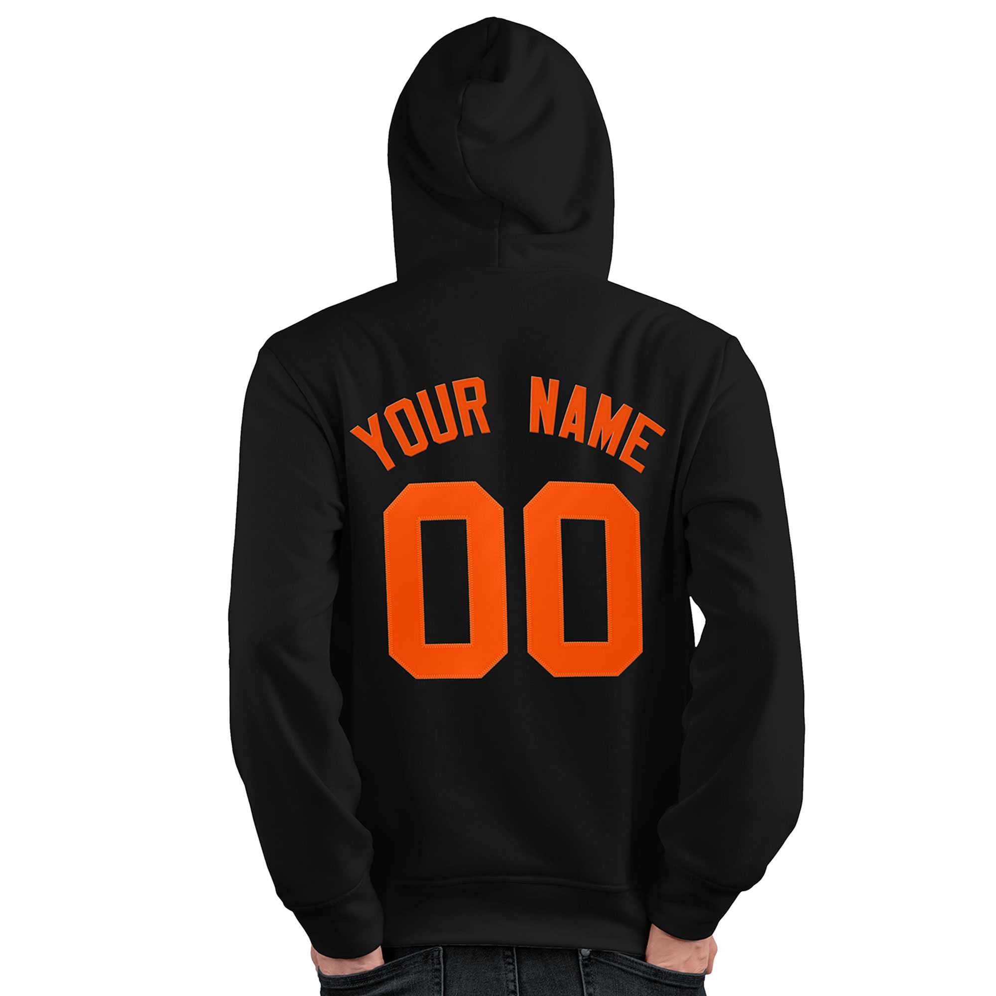 Custom Black Orange Classic Style Personalized Sport Pullover Hoodie| KXKSHOP