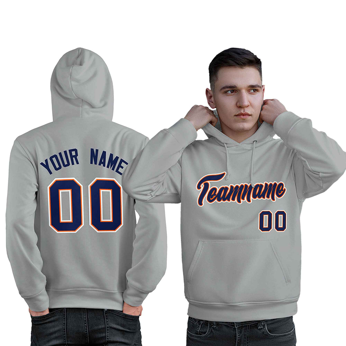 Custom Gray Royal-Orange Classic Style Personalized Sport Pullover Hoodie| KXKSHOP