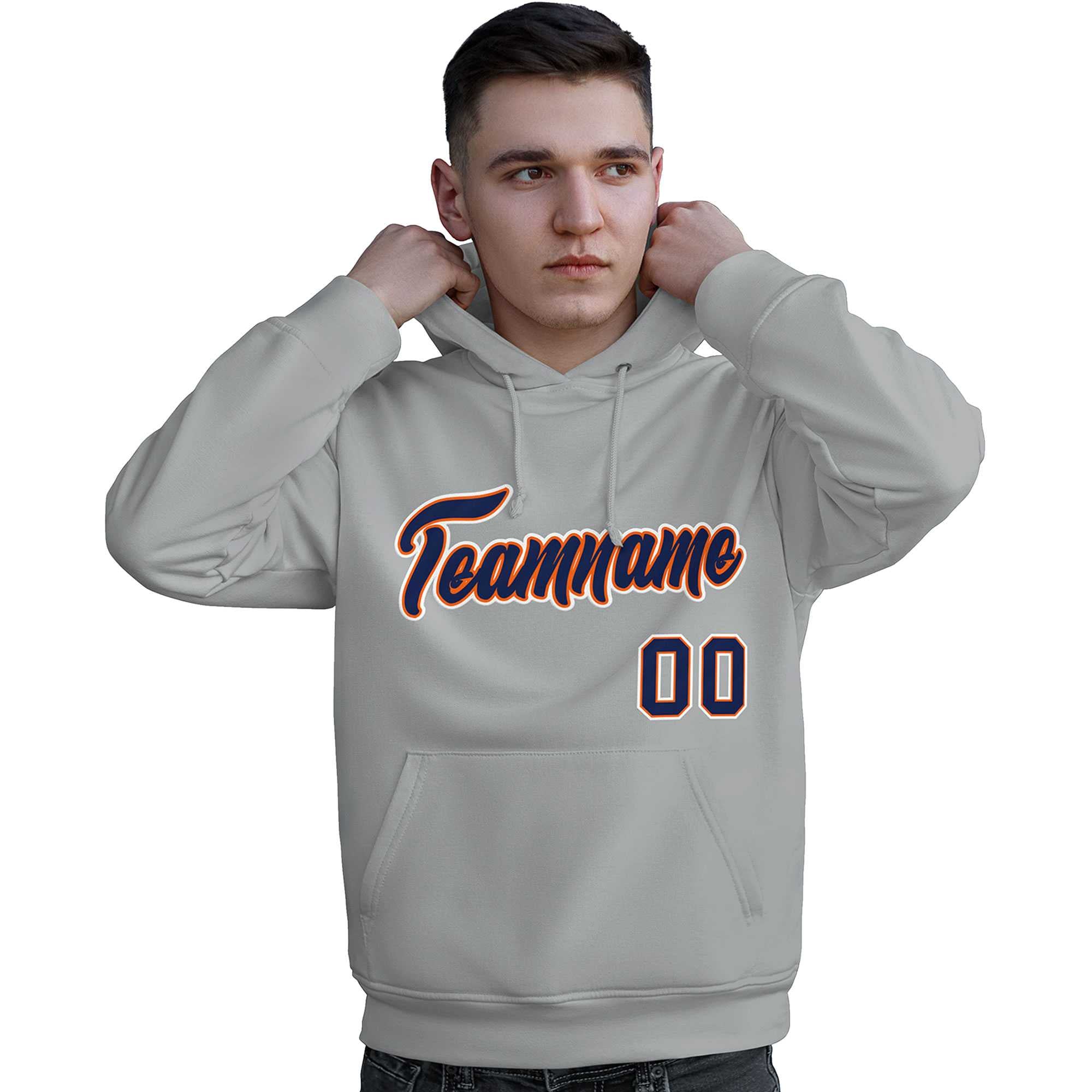 Custom Gray Royal-Orange Classic Style Personalized Sport Pullover Hoodie| KXKSHOP