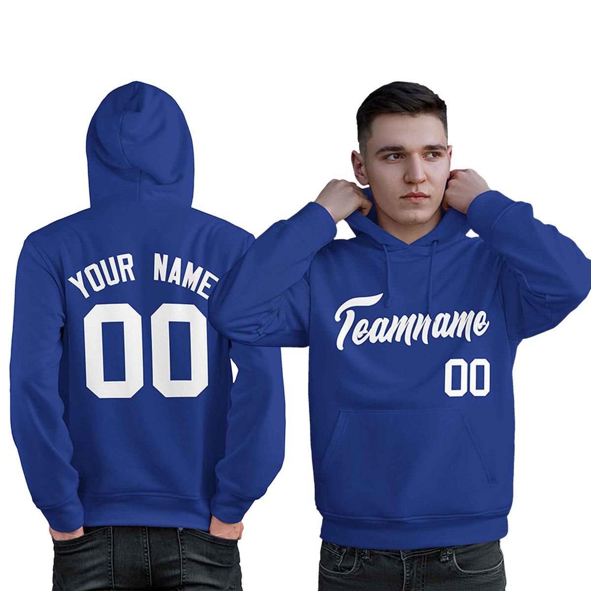 Custom Royal White Classic Style Personalized Sport Pullover Hoodie| KXKSHOP