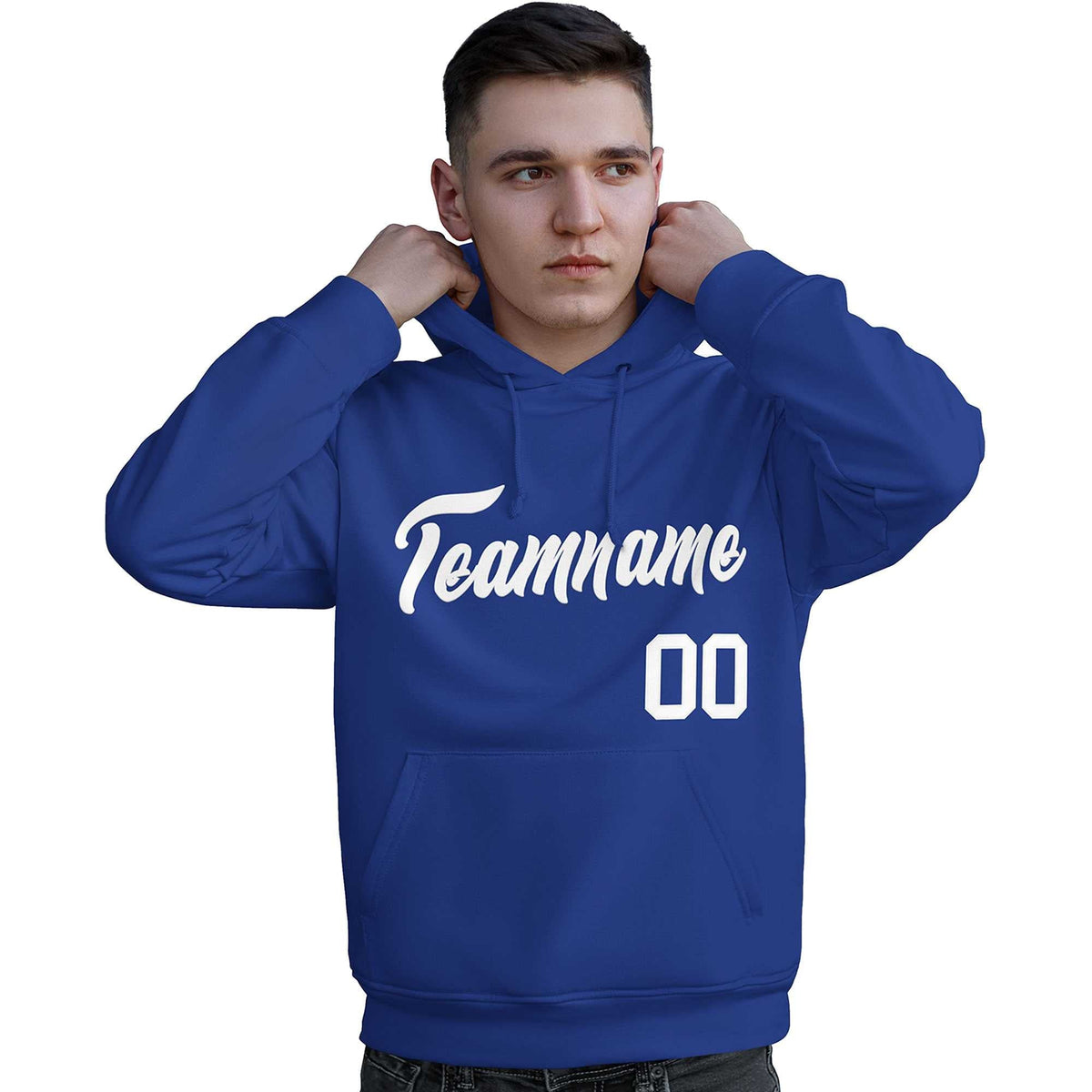 Custom Royal White Classic Style Personalized Sport Pullover Hoodie| KXKSHOP