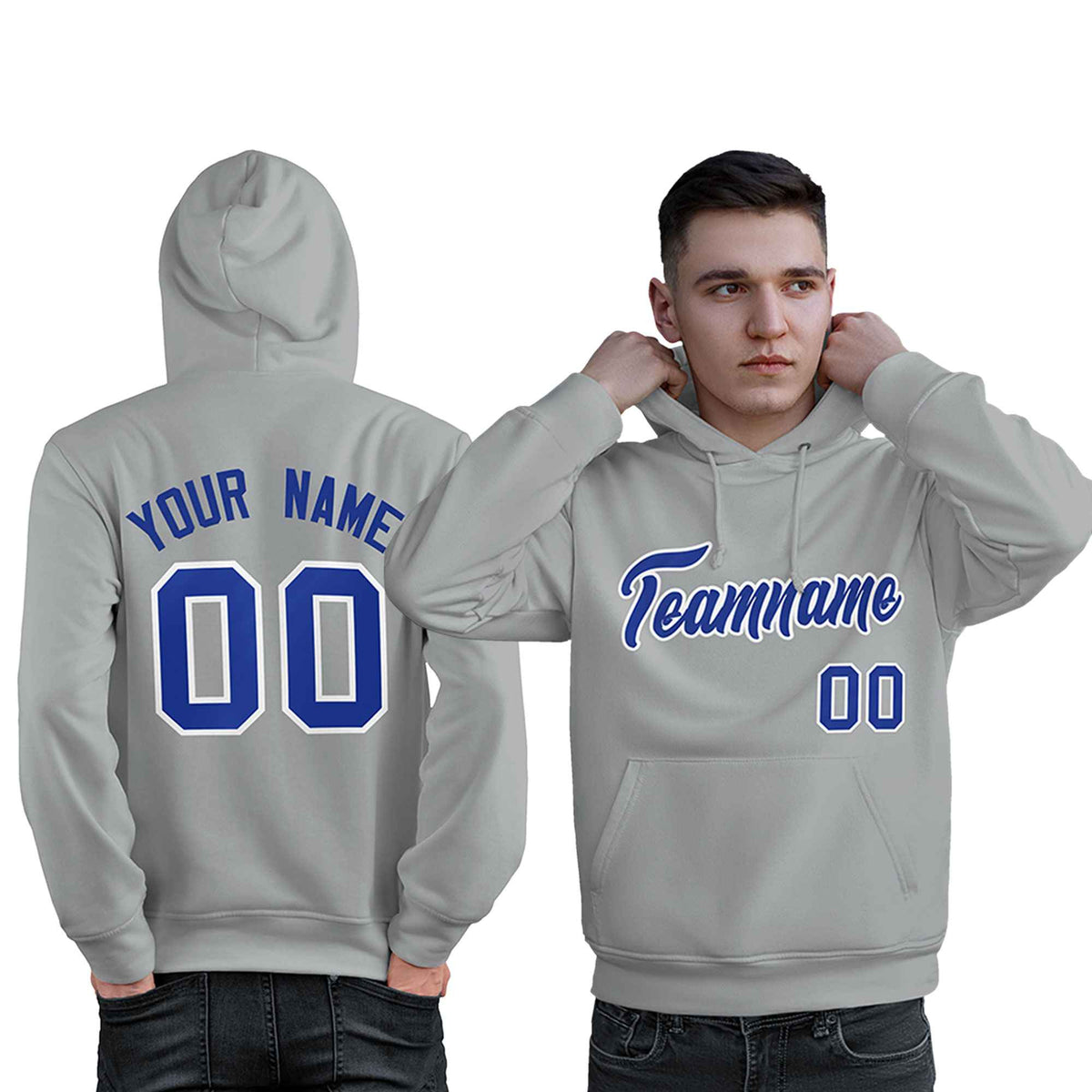 Custom Gray Royal-White Classic Style Personalized Sport Pullover Hoodie| KXKSHOP