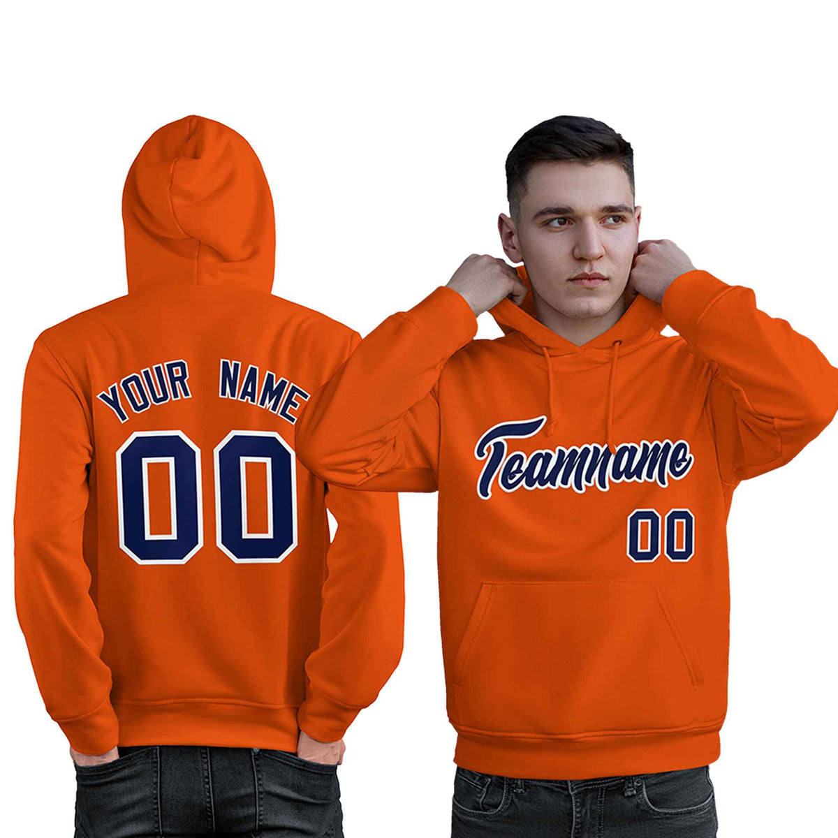 Custom Orange Royal-White Classic Style Personalized Sport Pullover Hoodie| KXKSHOP