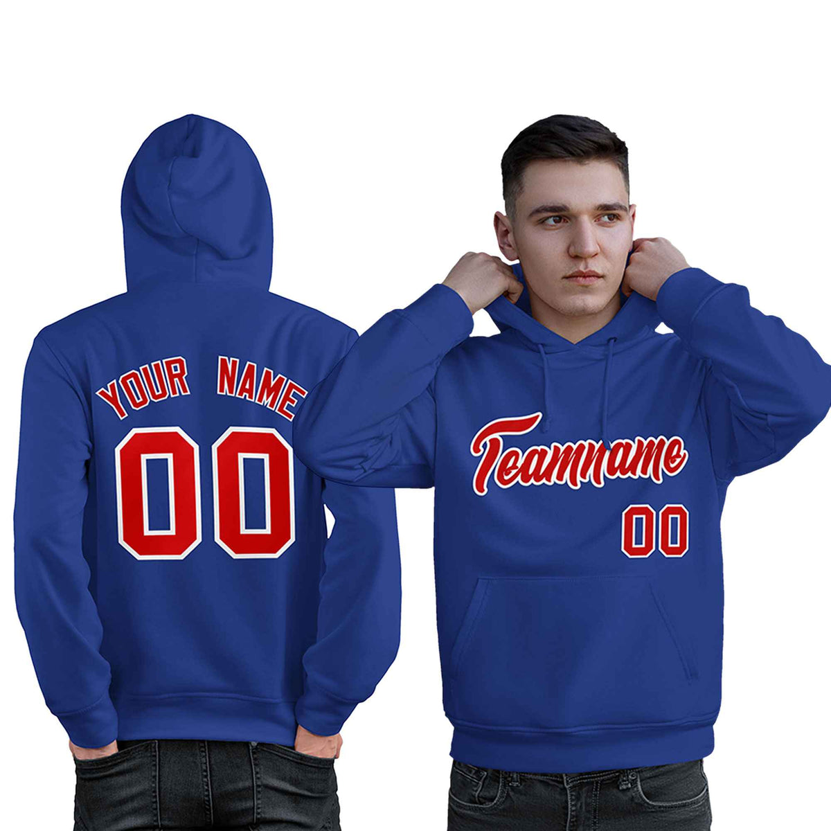 Custom Royal Red-White Classic Style Personalized Sport Pullover Hoodie| KXKSHOP