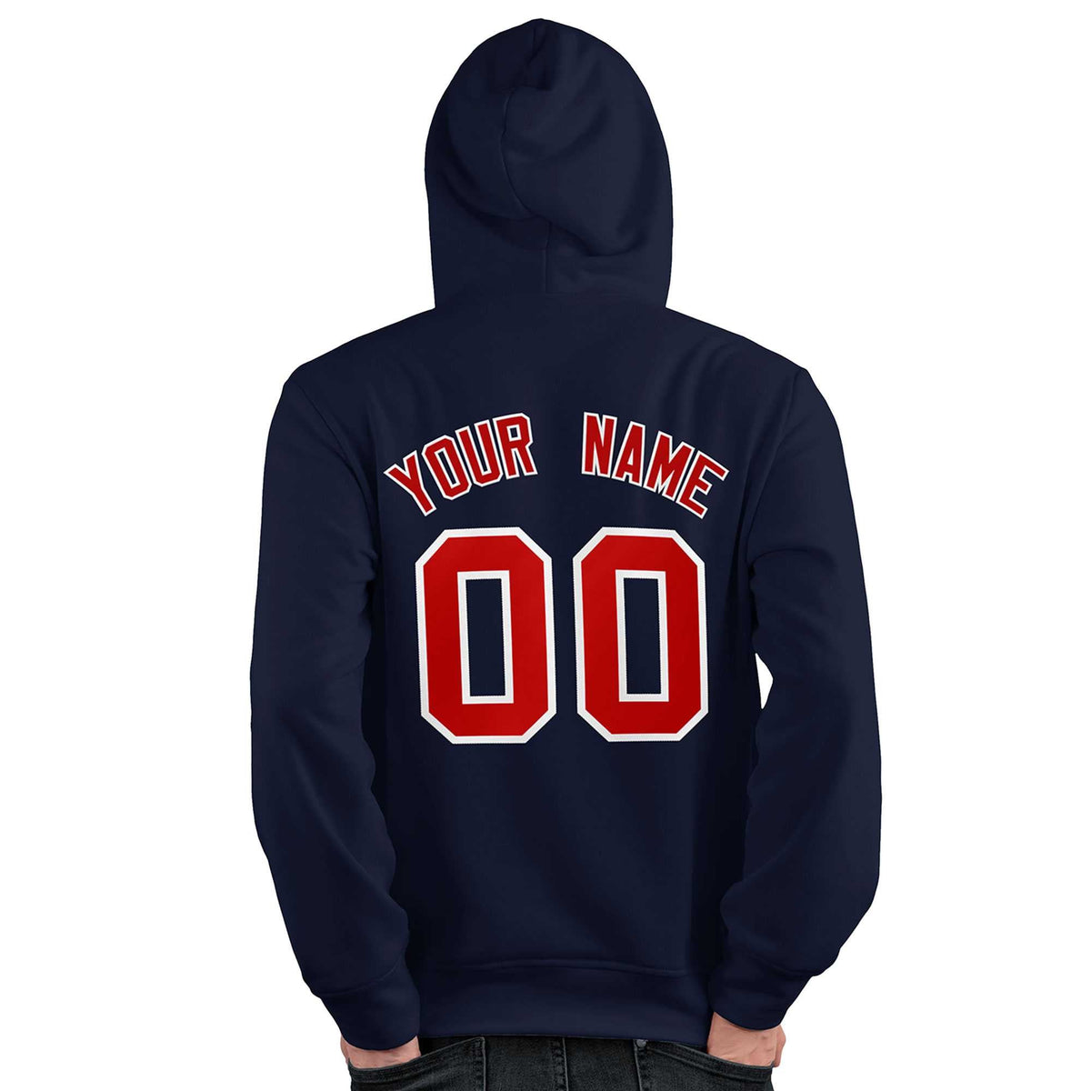 Custom Navy Red-White Classic Style Personalized Sport Pullover Hoodie| KXKSHOP