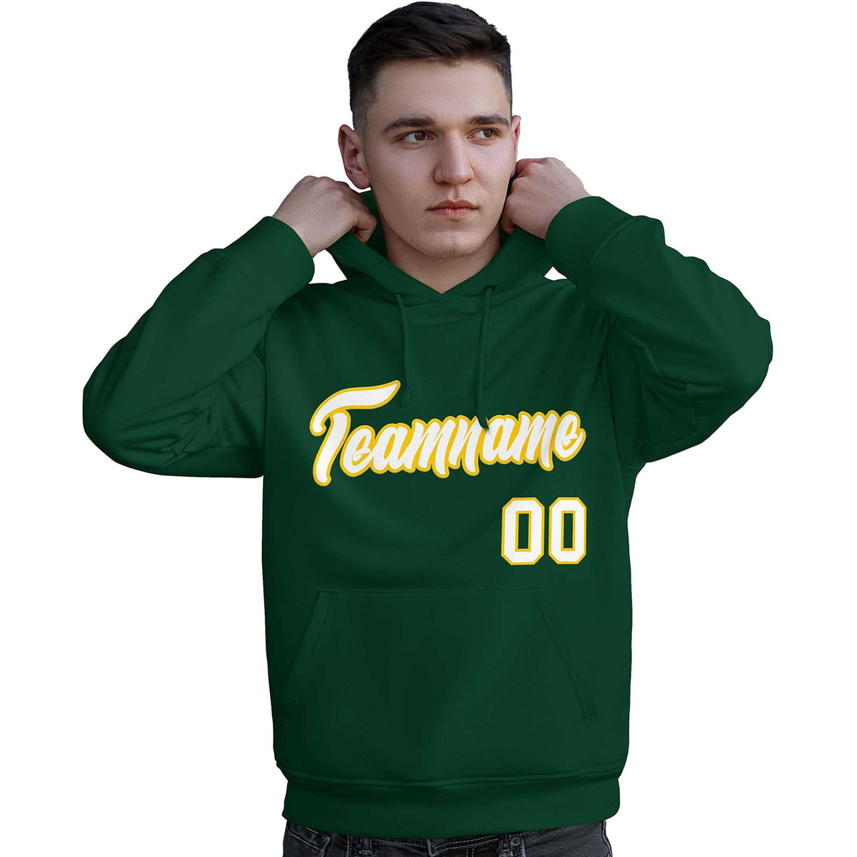 Custom Green White-Gold Classic Style Personalized Sport Pullover Hoodie| KXKSHOP