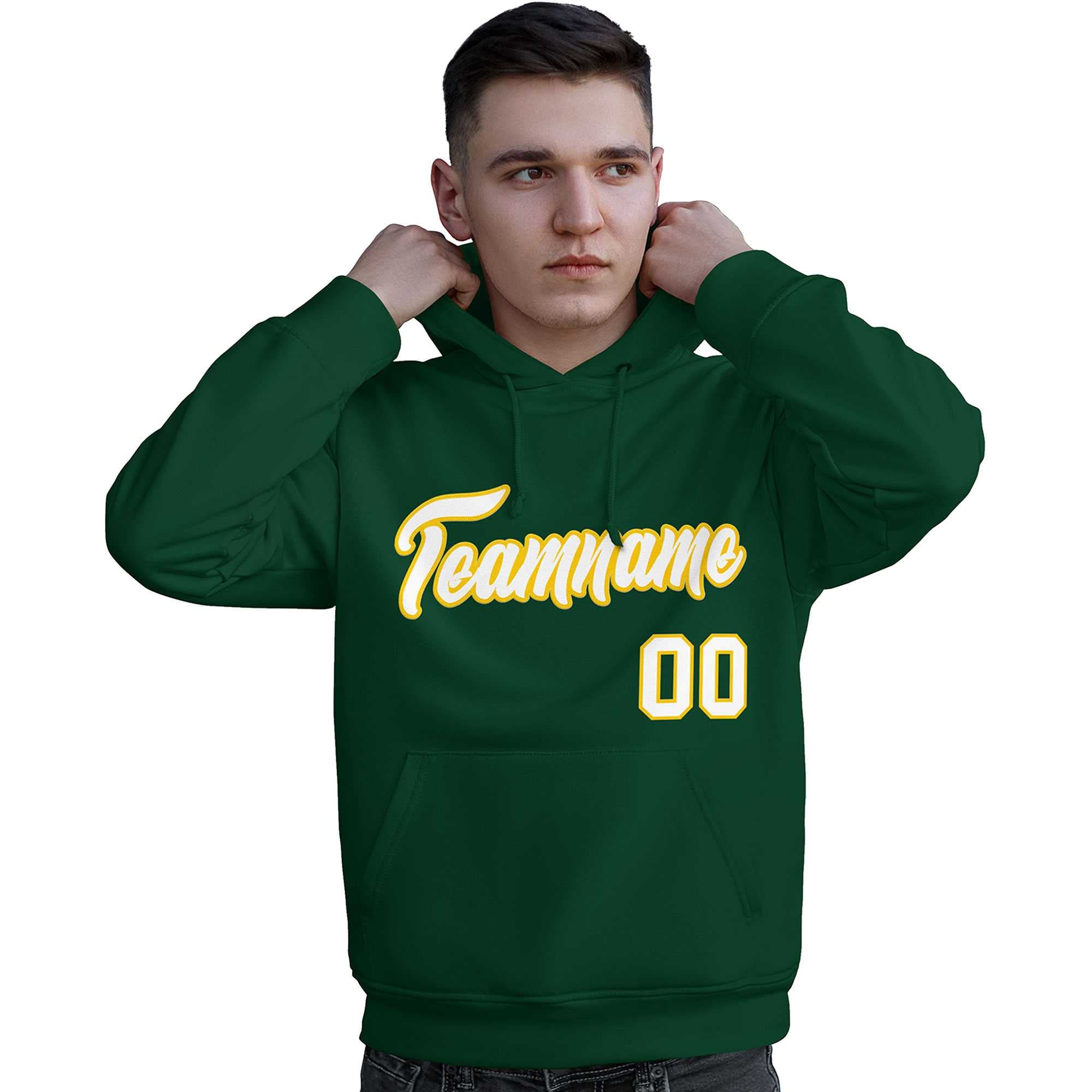 Custom Green White-Gold Classic Style Personalized Sport Pullover Hoodie| KXKSHOP