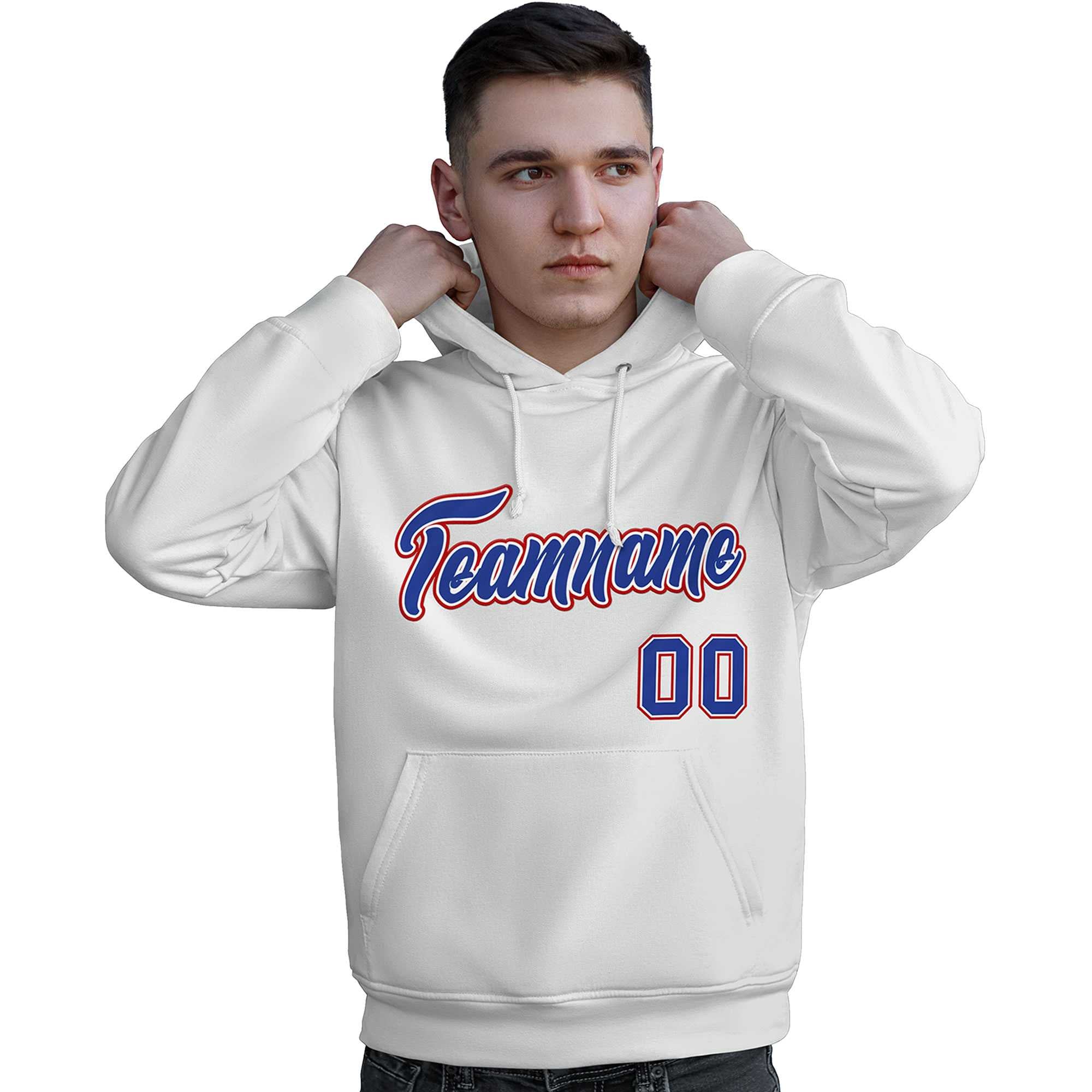 Custom White Royal-Red Classic Style Personalized Sport Pullover Hoodie| KXKSHOP