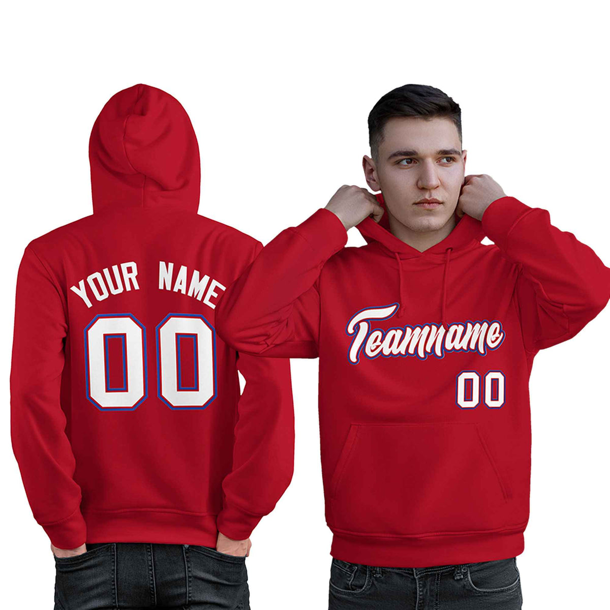 Custom Red White-Royal Classic Style Personalized Sport Pullover Hoodie| KXKSHOP