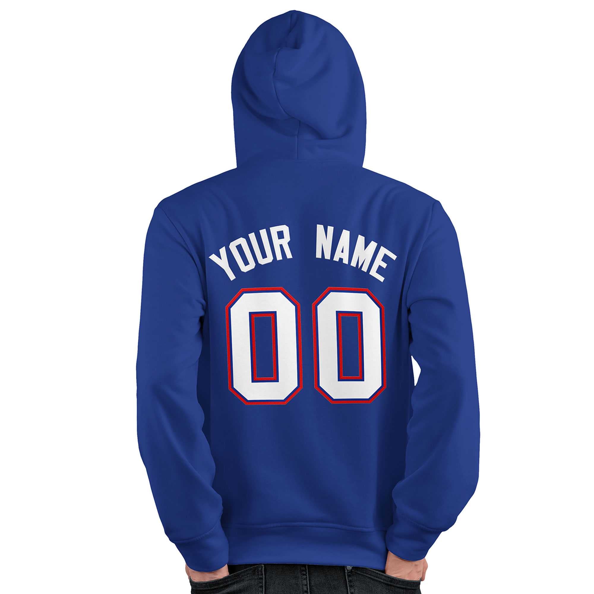 Custom Royal White-Red Classic Style Personalized Sport Pullover Hoodie| KXKSHOP