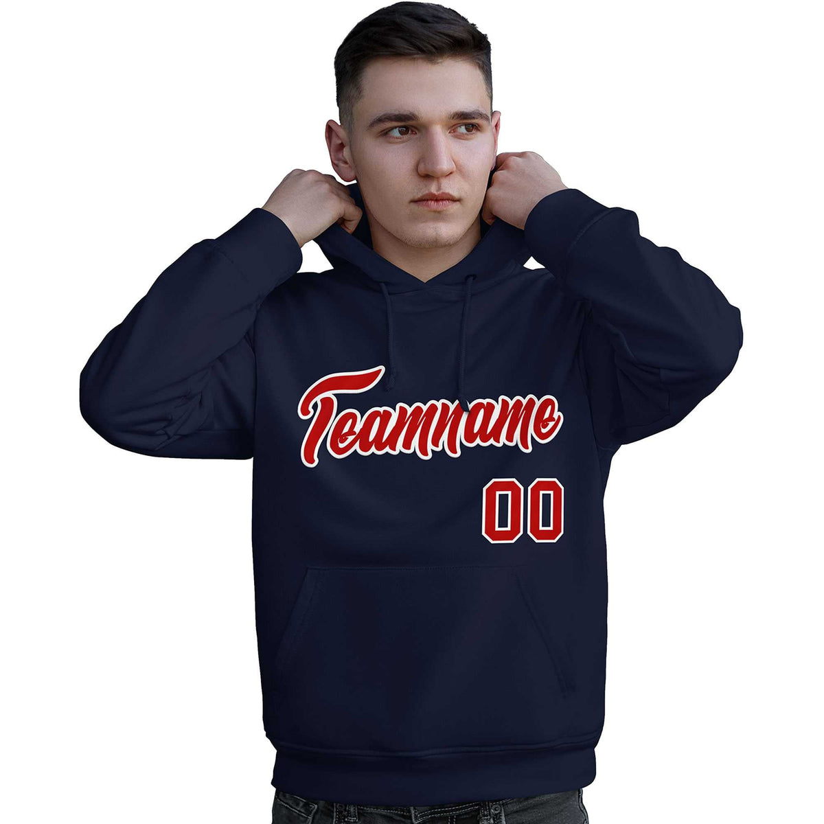 Custom Navy Red-White Classic Style Personalized Sport Pullover Hoodie| KXKSHOP