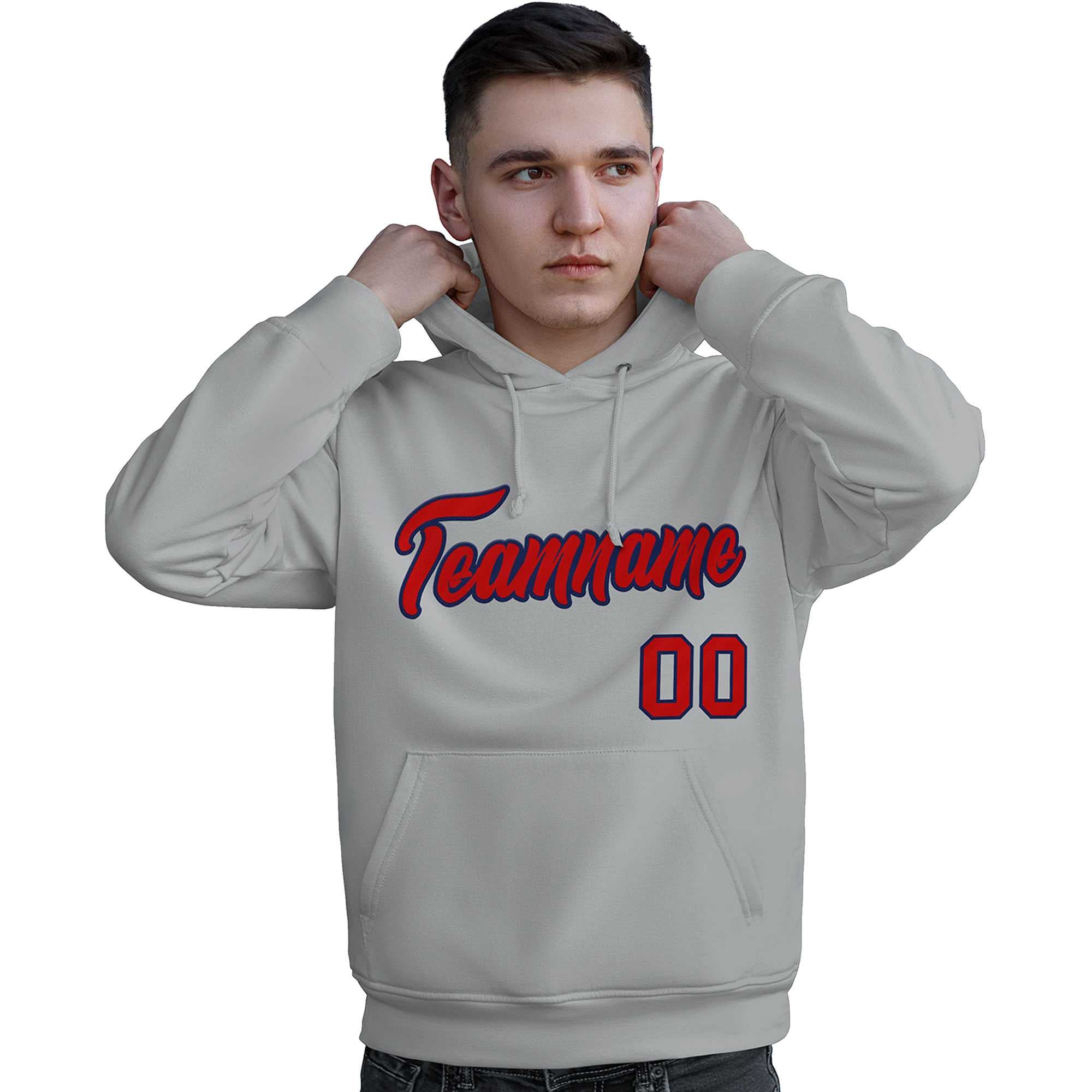 Custom Gray Red-Royal Classic Style Personalized Sport Pullover Hoodie| KXKSHOP