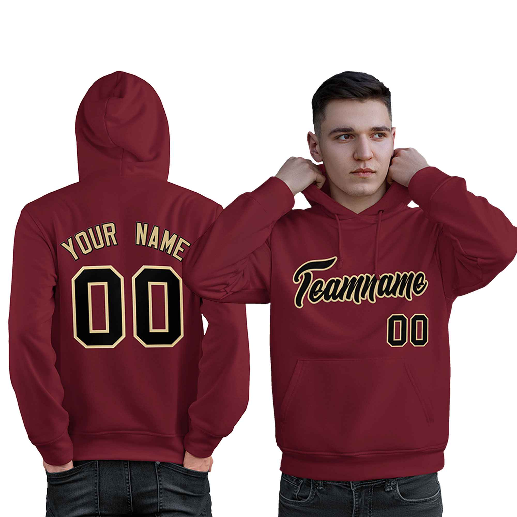 Custom Cardinal Black-Old Gold Classic Style Personalized Sport Pullover Hoodie| KXKSHOP