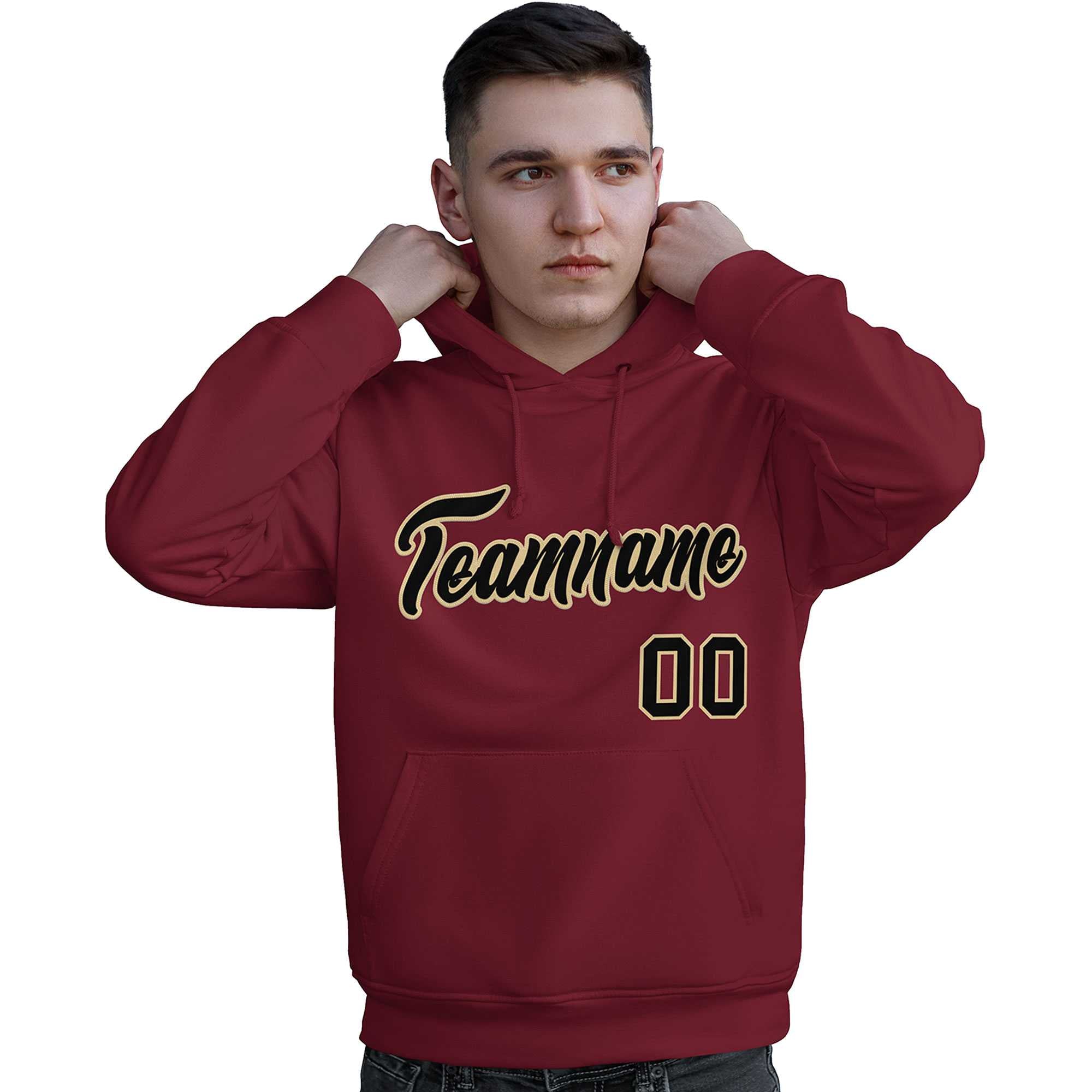 Custom Cardinal Black-Old Gold Classic Style Personalized Sport Pullover Hoodie| KXKSHOP