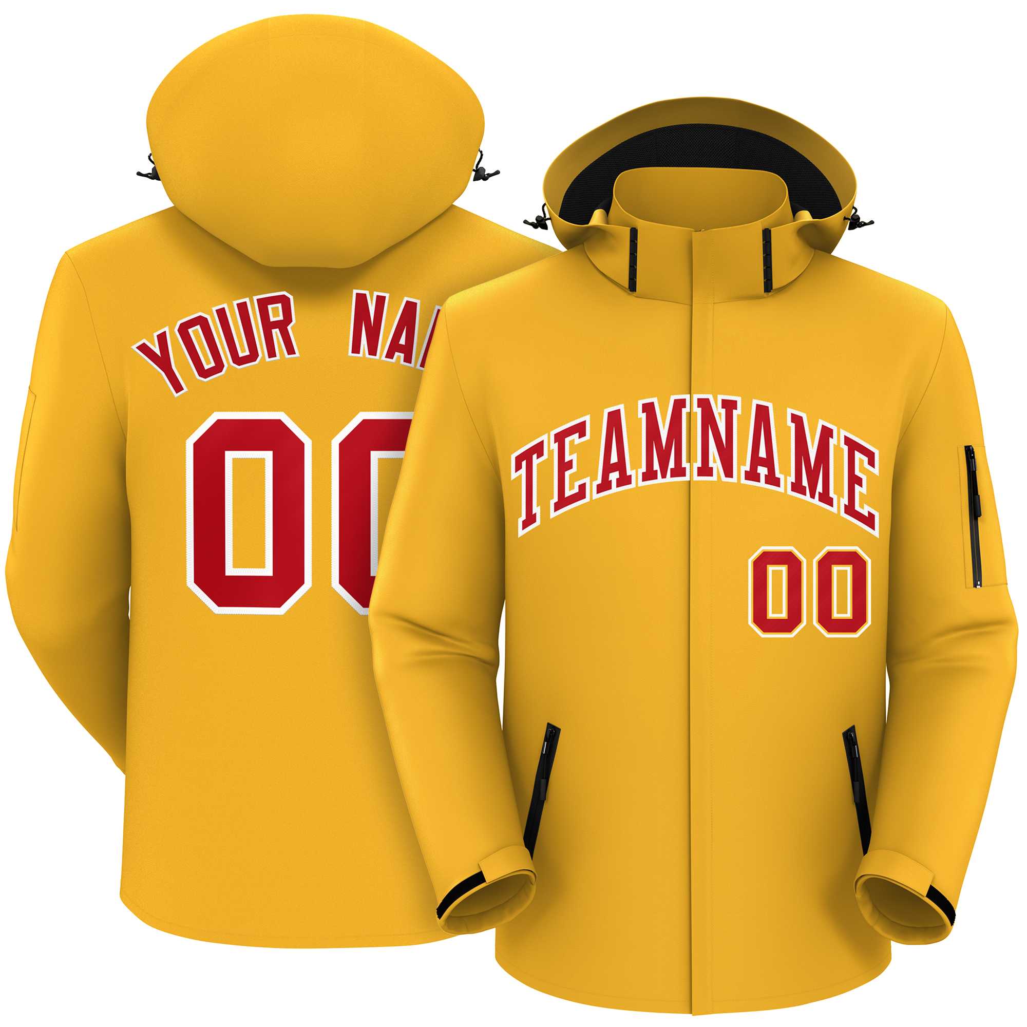 Custom Gold Red-White Classic Style Waterproof Jacket