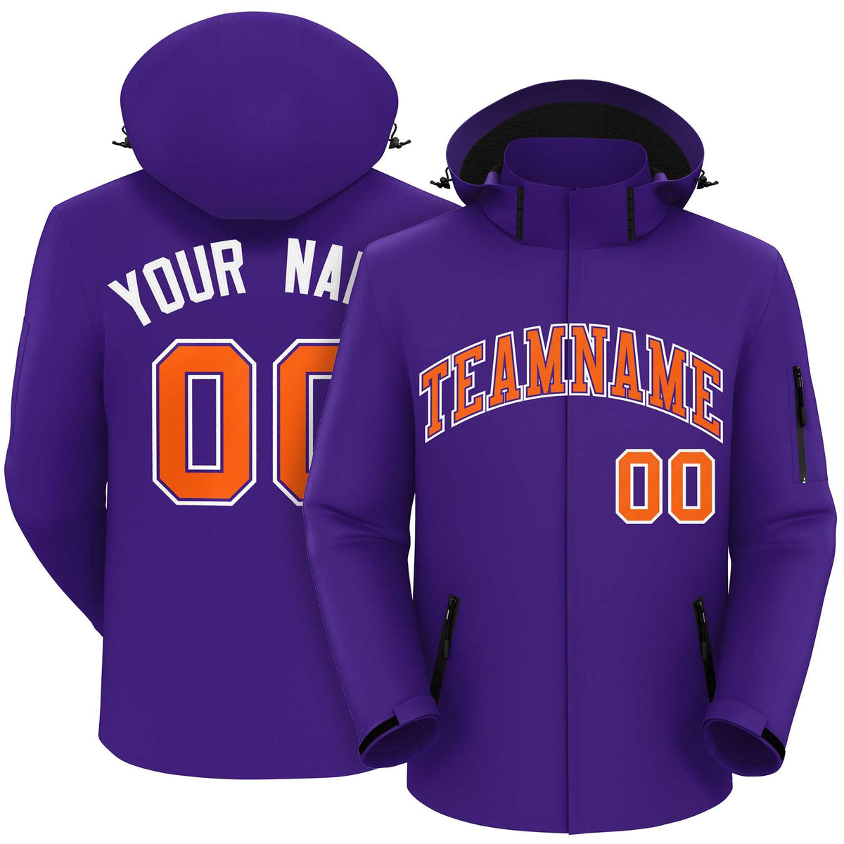 Custom Purple Orange-White Classic Style Waterproof Jacket