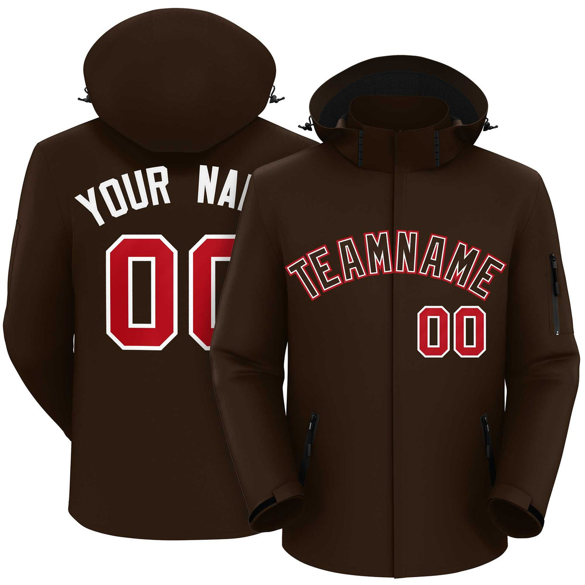 Custom Brown Brown-Red Classic Style Waterproof Jacket