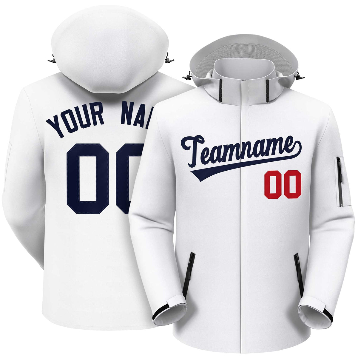 Custom White Navy Classic Style Waterproof Jacket