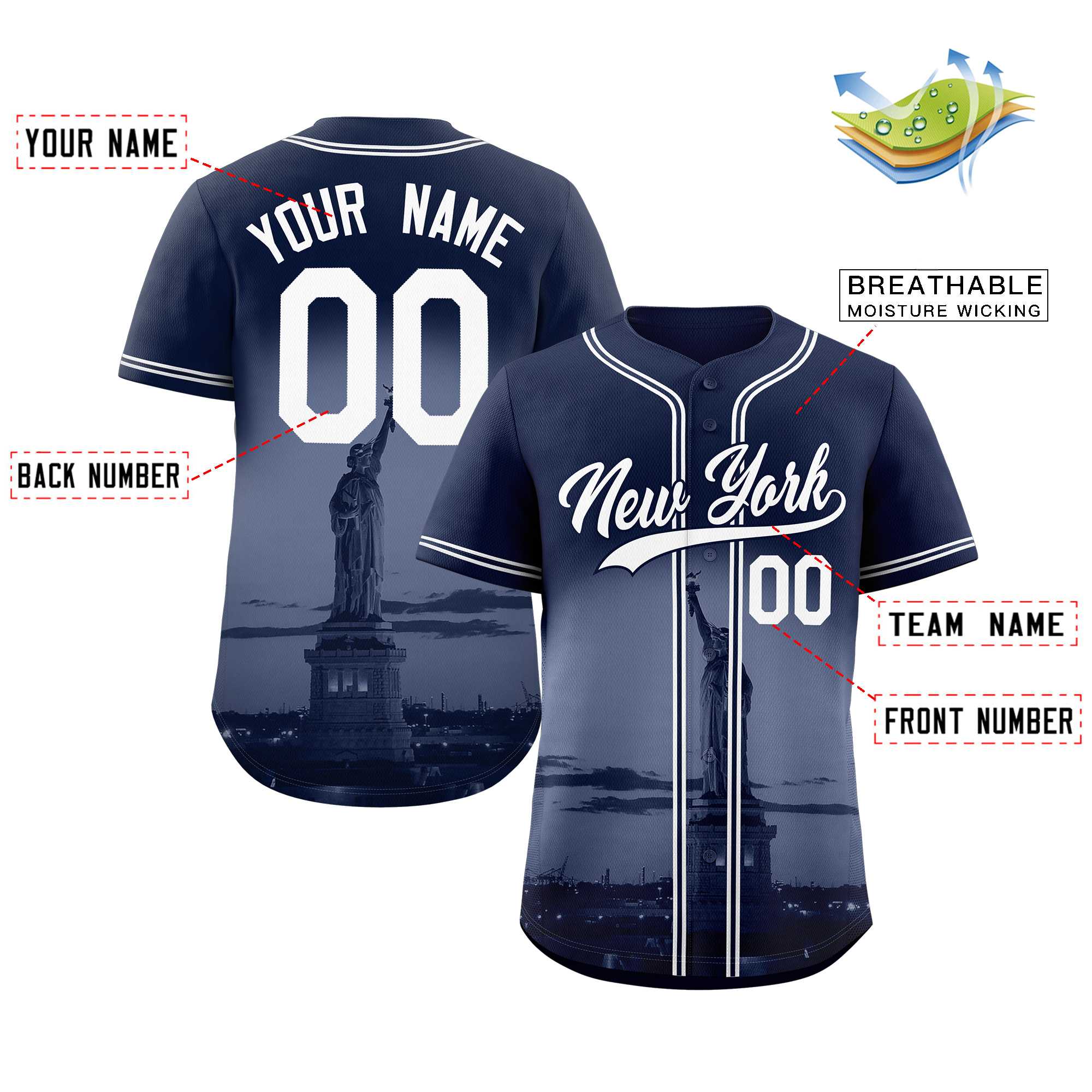 Custom Navy White-Navy New York City Connect Baseball Jersey