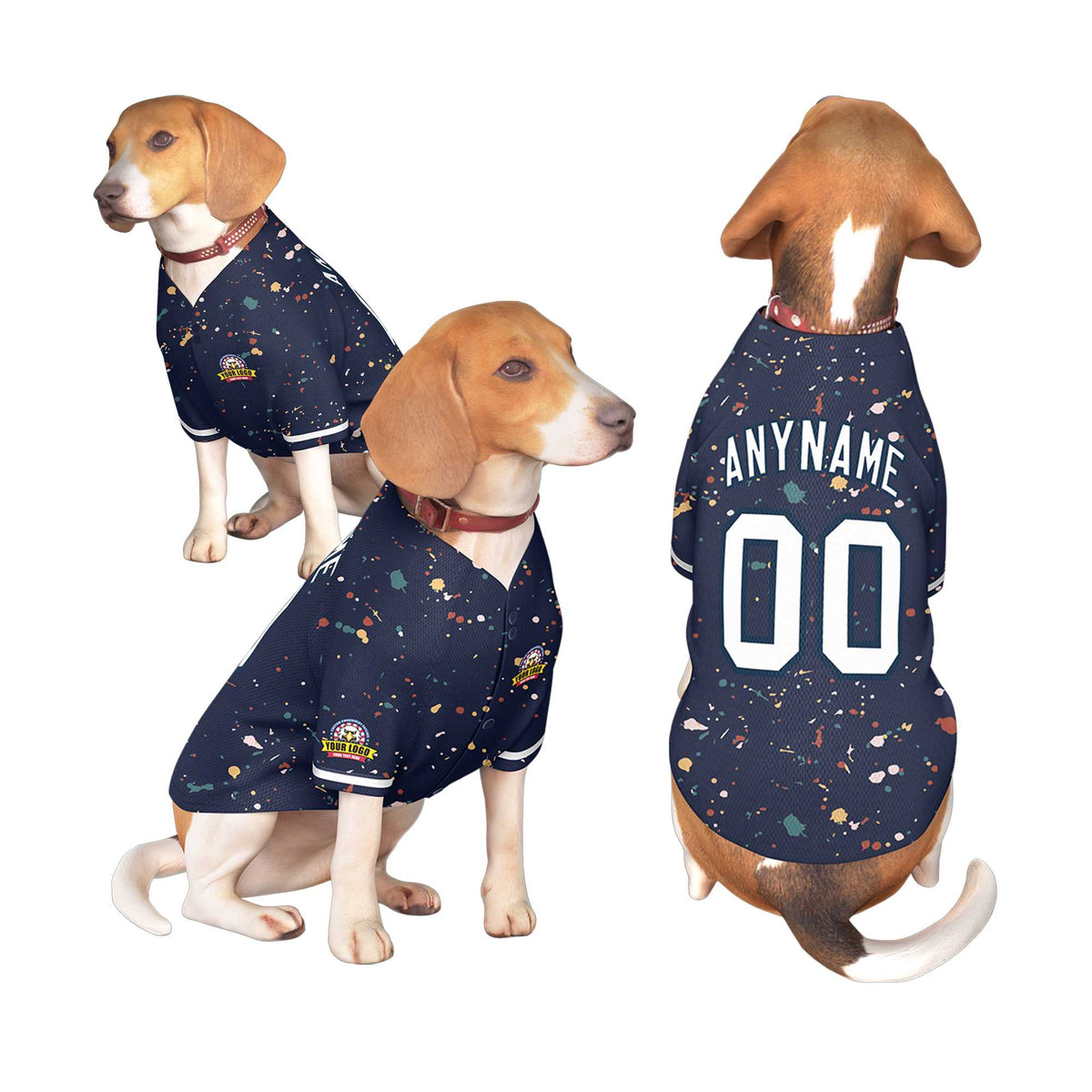 Custom Navy White Personalized Splash Graffiti Pattern Dog Jersey |KXKSHOP