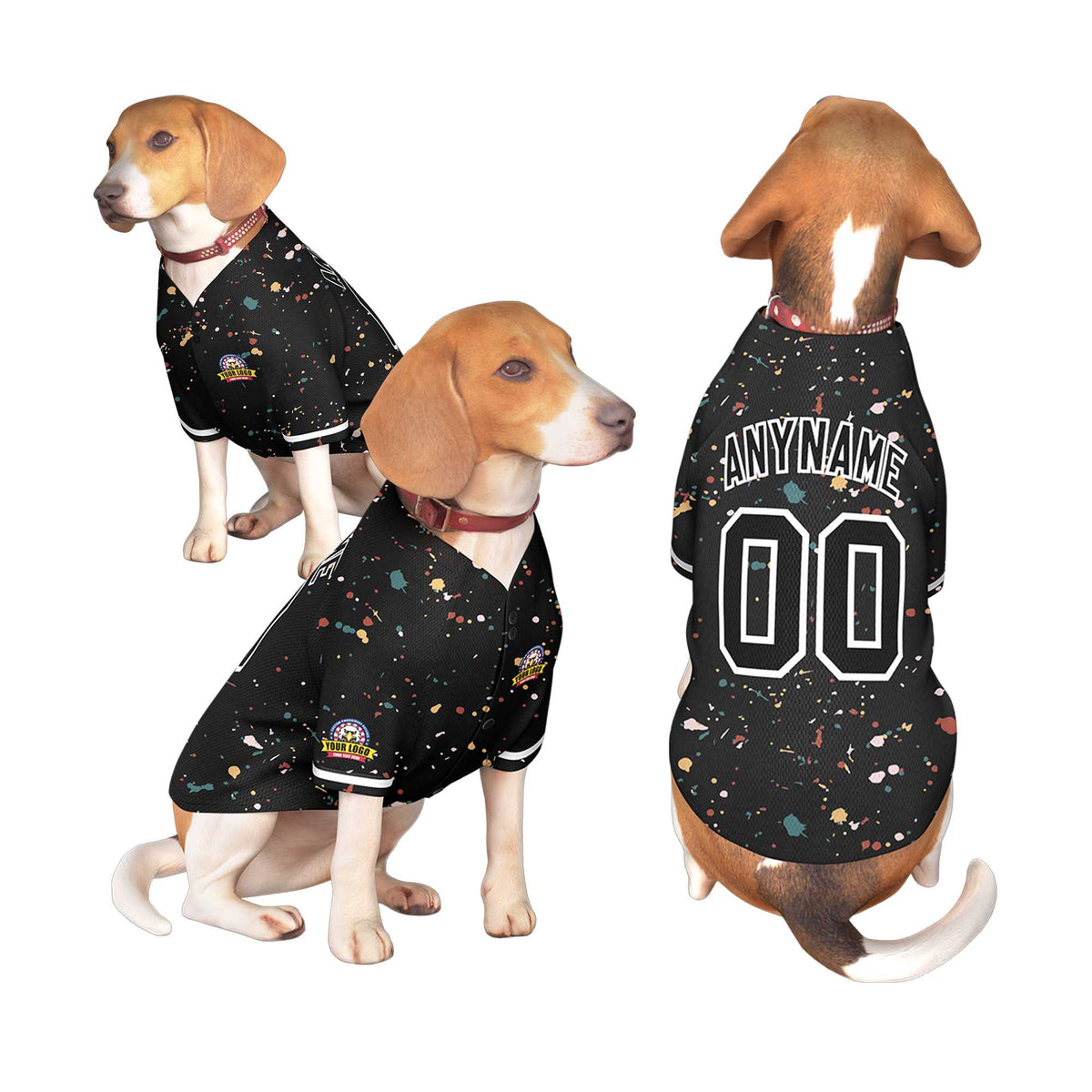 Custom Black White Personalized Splash Graffiti Pattern Dog Jersey |KXKSHOP