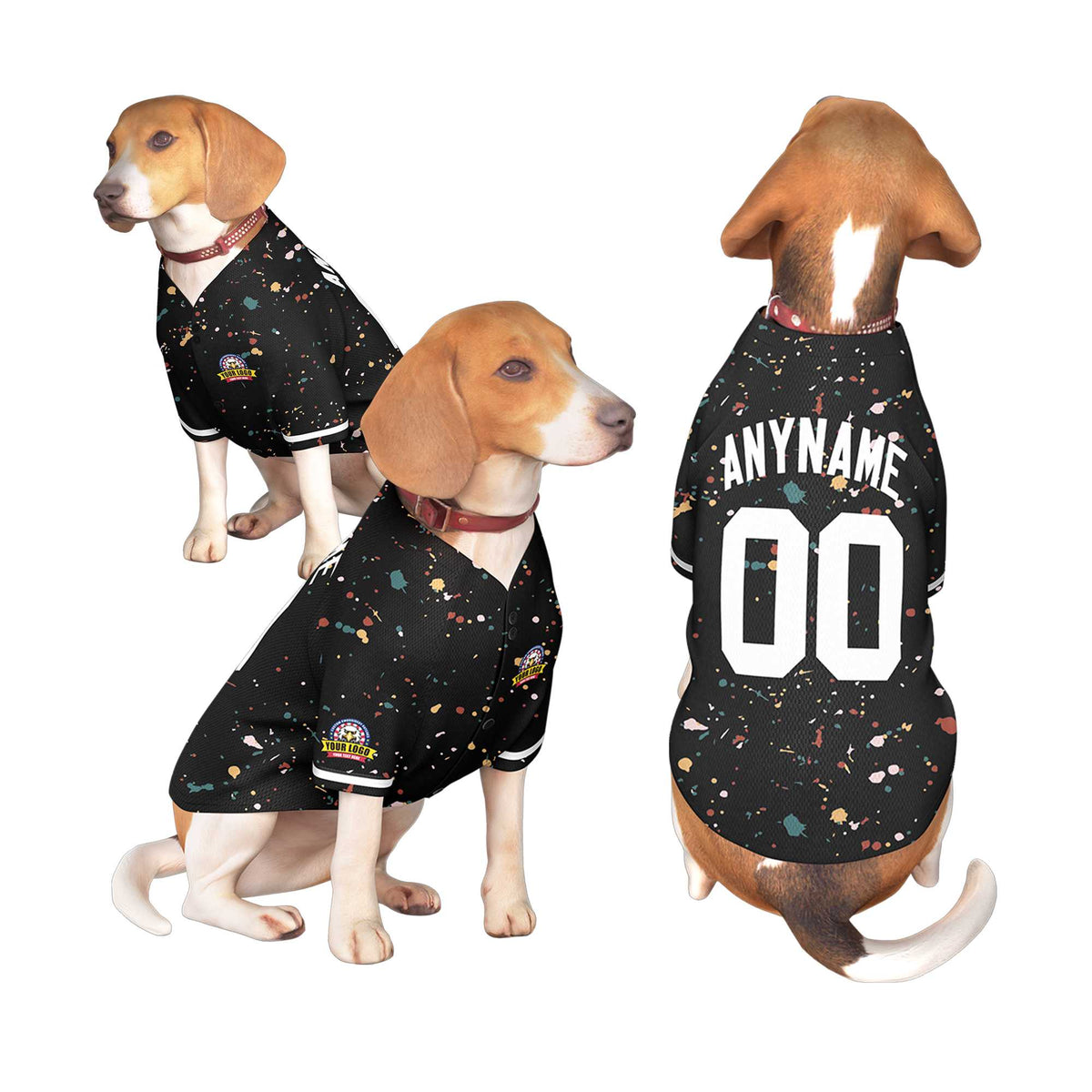 Custom Black White Personalized Splash Graffiti Pattern Dog Jersey |KXKSHOP