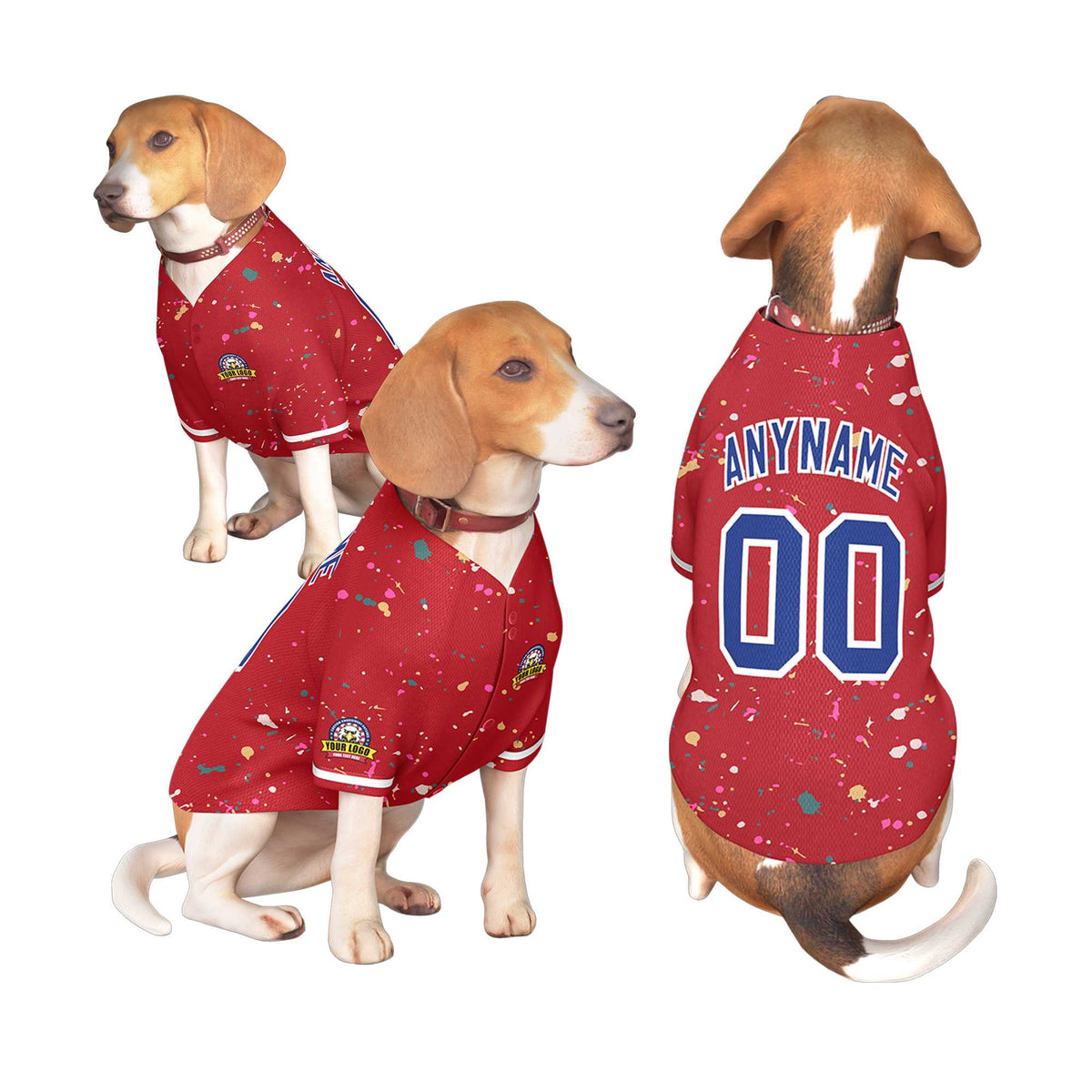 Custom Red Royal Personalized Splash Graffiti Pattern Dog Jersey |KXKSHOP