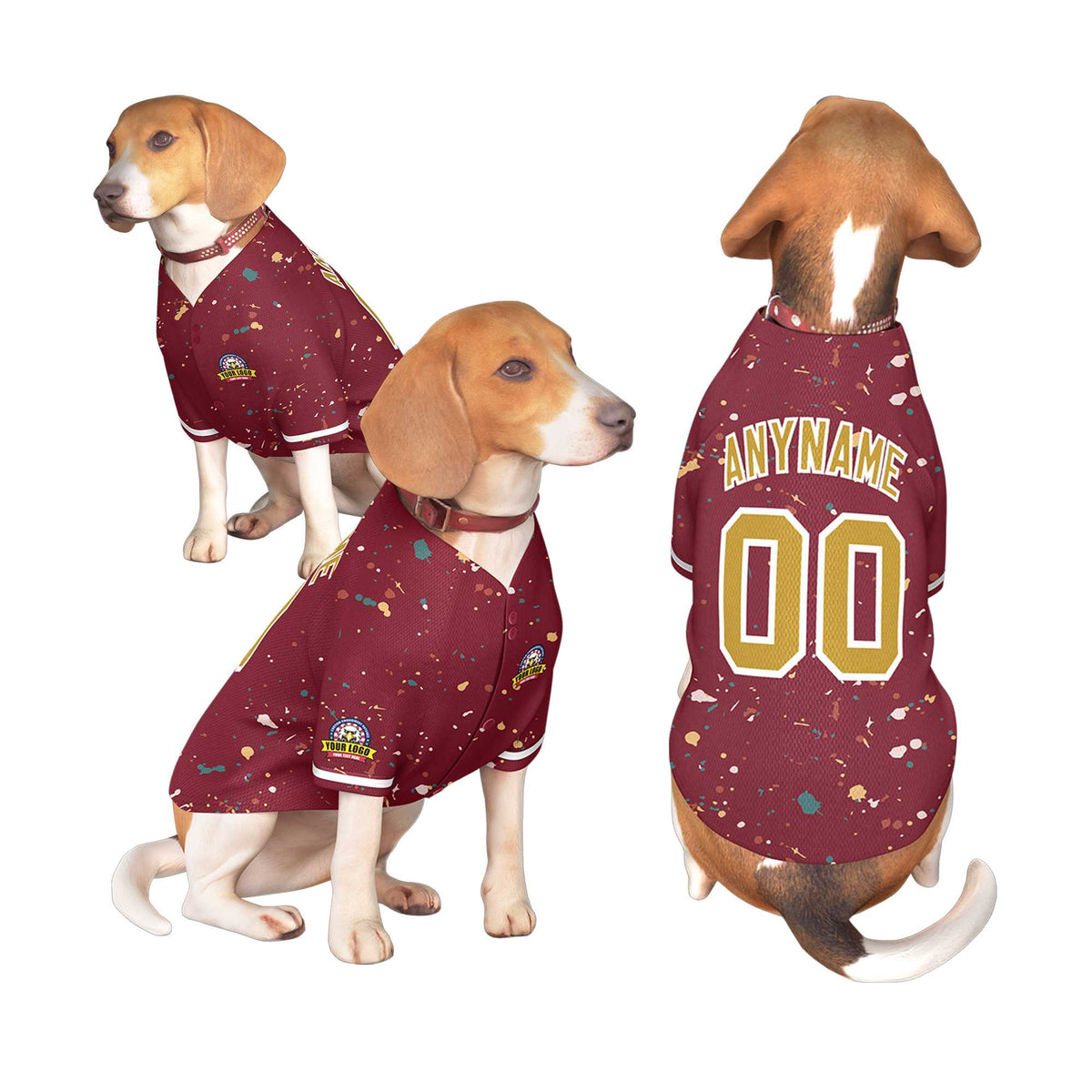 Custom Crimson Old Gold Personalized Splash Graffiti Pattern Dog Jersey |KXKSHOP
