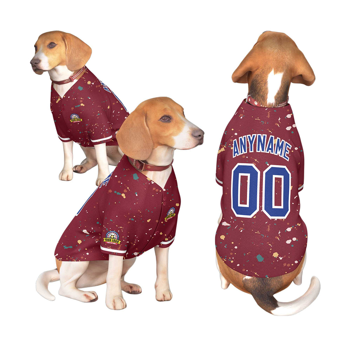 Custom Crimson Royal Personalized Splash Graffiti Pattern Dog Jersey |KXKSHOP