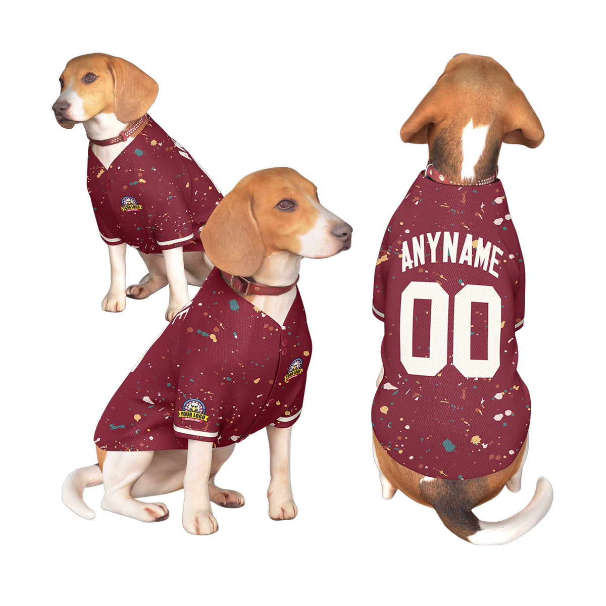 Custom Crimson Cream Personalized Splash Graffiti Pattern Dog Jersey |KXKSHOP