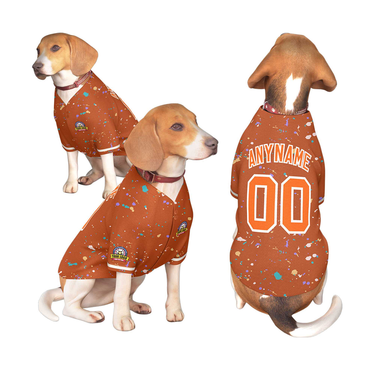 Custom Texas Orange Orange Personalized Splash Graffiti Pattern Dog Jersey |KXKSHOP