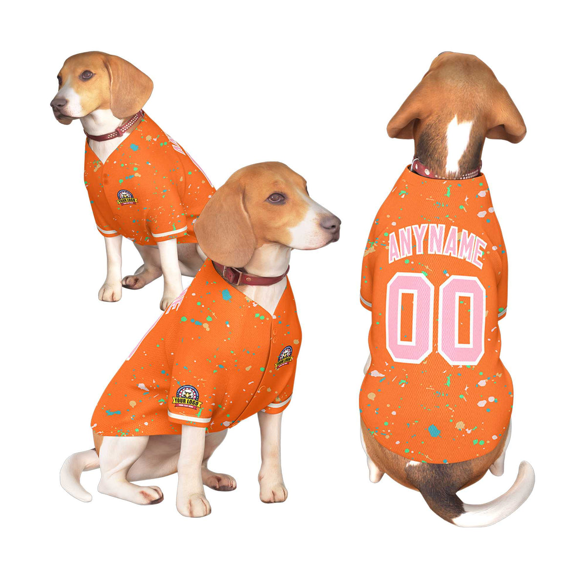 Custom Orange Light Pink Personalized Splash Graffiti Pattern Dog Jersey |KXKSHOP