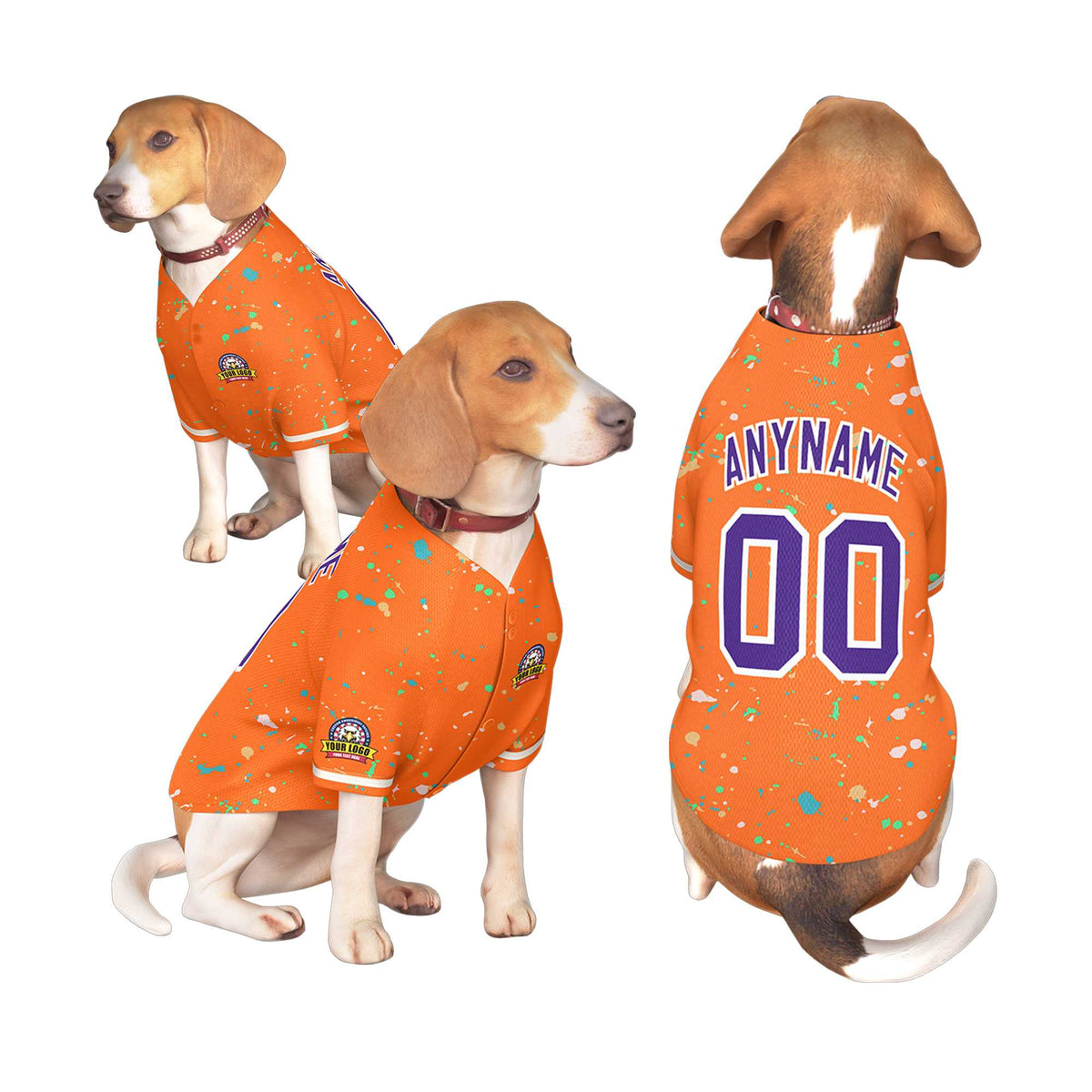Custom Orange Purple Personalized Splash Graffiti Pattern Dog Jersey |KXKSHOP