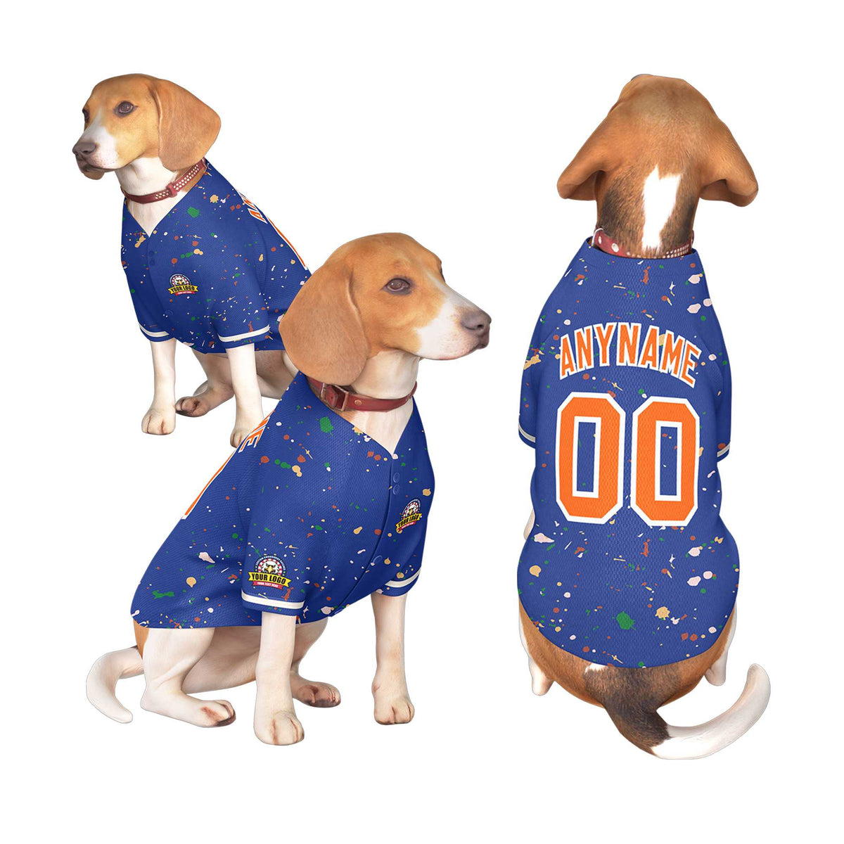 Custom Royal Orange Personalized Splash Graffiti Pattern Dog Jersey |KXKSHOP