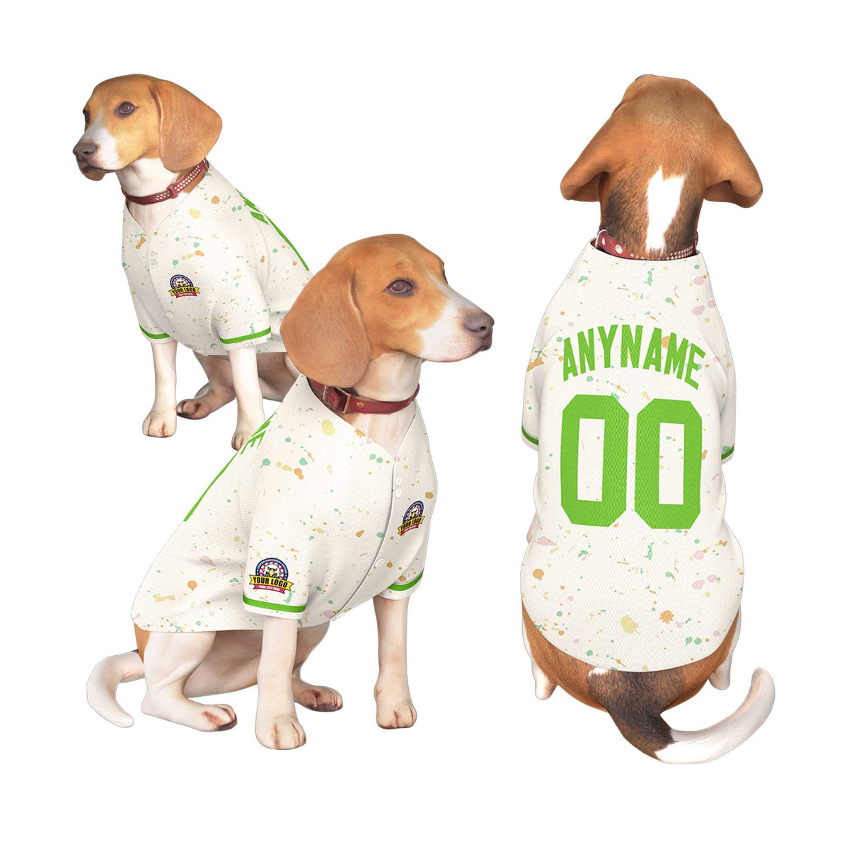 Custom Cream Green Personalized Splash Graffiti Pattern Dog Jersey |KXKSHOP