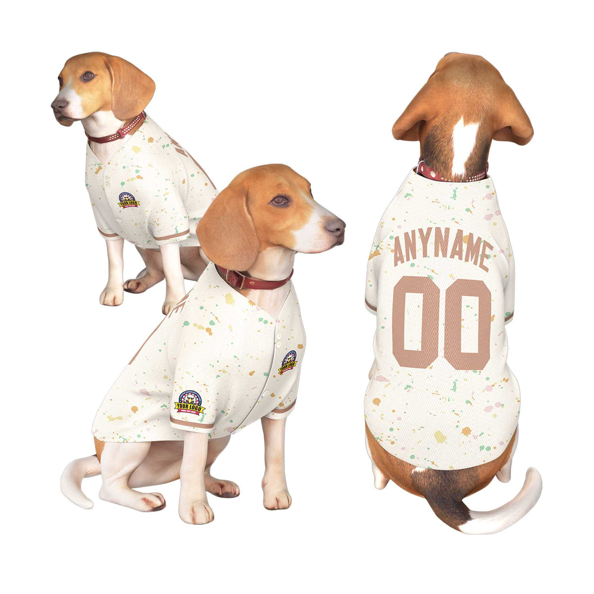 Custom Cream Brown Personalized Splash Graffiti Pattern Dog Jersey |KXKSHOP