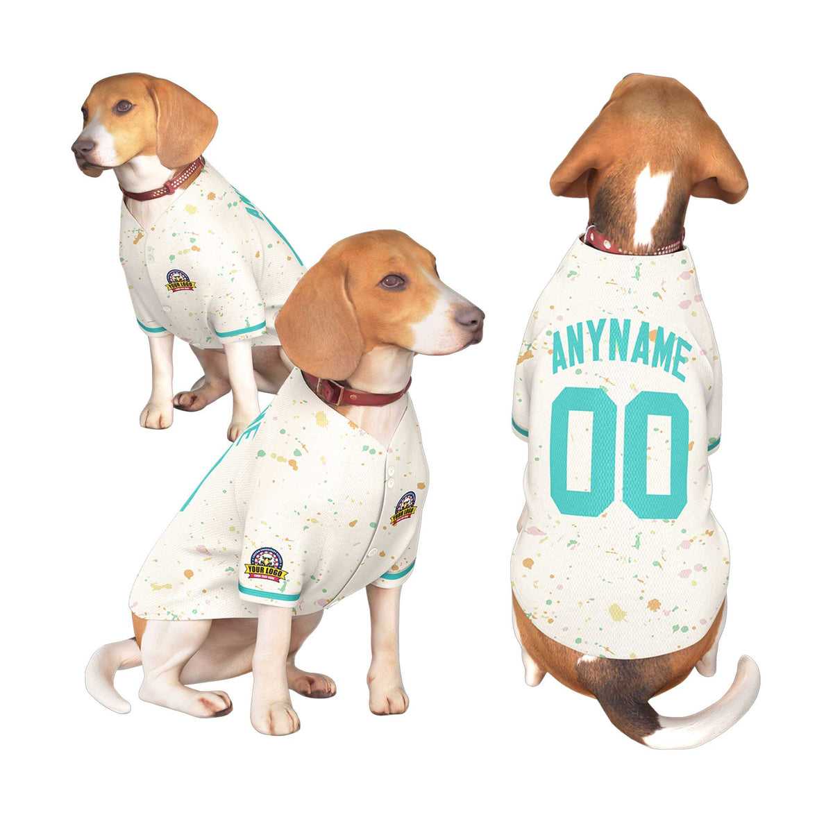Custom Cream Aqua Personalized Splash Graffiti Pattern Dog Jersey |KXKSHOP