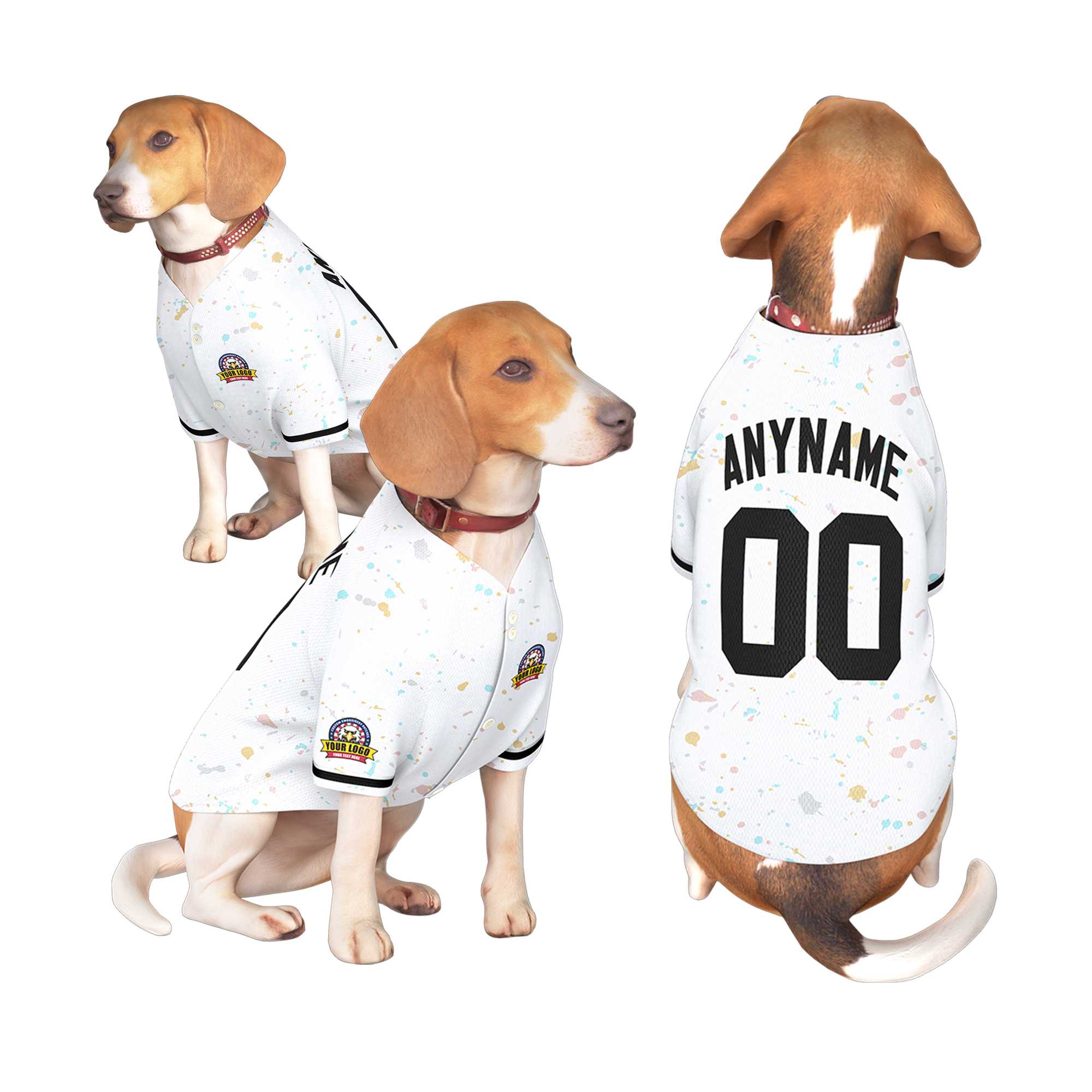 Custom White Black Personalized Splash Graffiti Pattern Dog Jersey |KXKSHOP