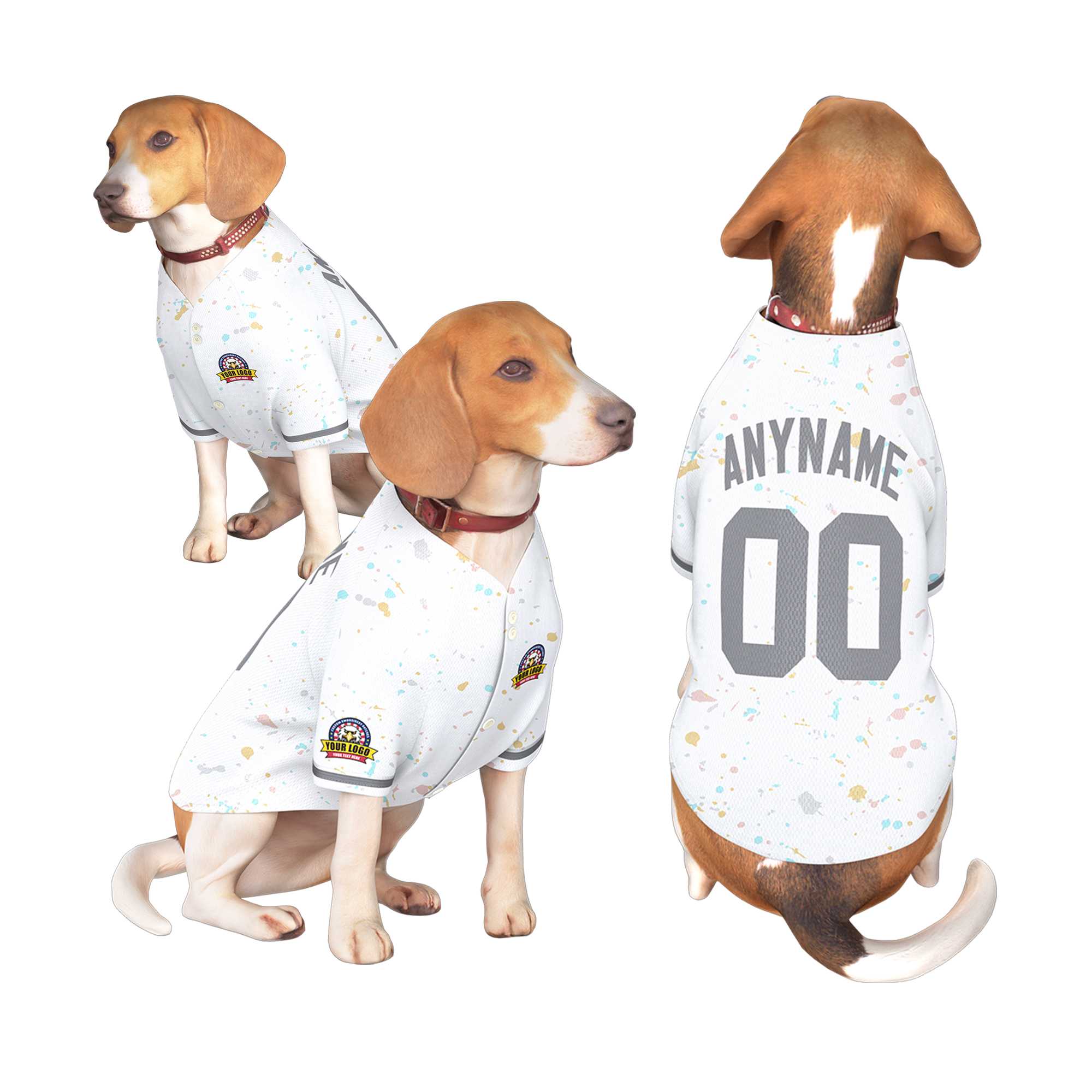 Custom White Dark Gray Personalized Splash Graffiti Pattern Dog Jersey |KXKSHOP