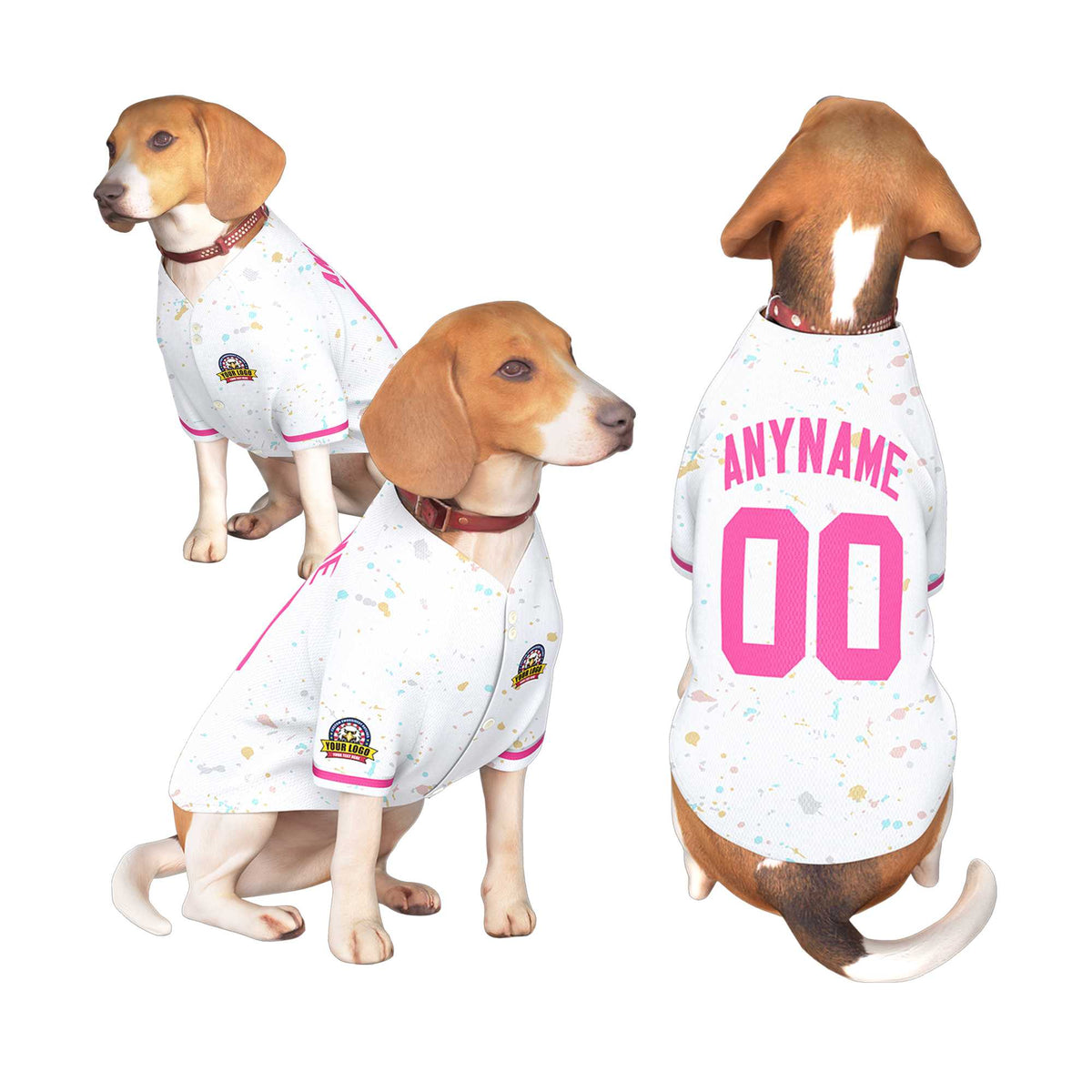 Custom White Pink Personalized Splash Graffiti Pattern Dog Jersey |KXKSHOP