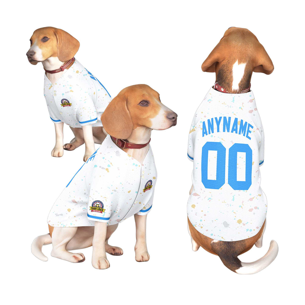 Custom White Powder Blue Personalized Splash Graffiti Pattern Dog Jersey |KXKSHOP