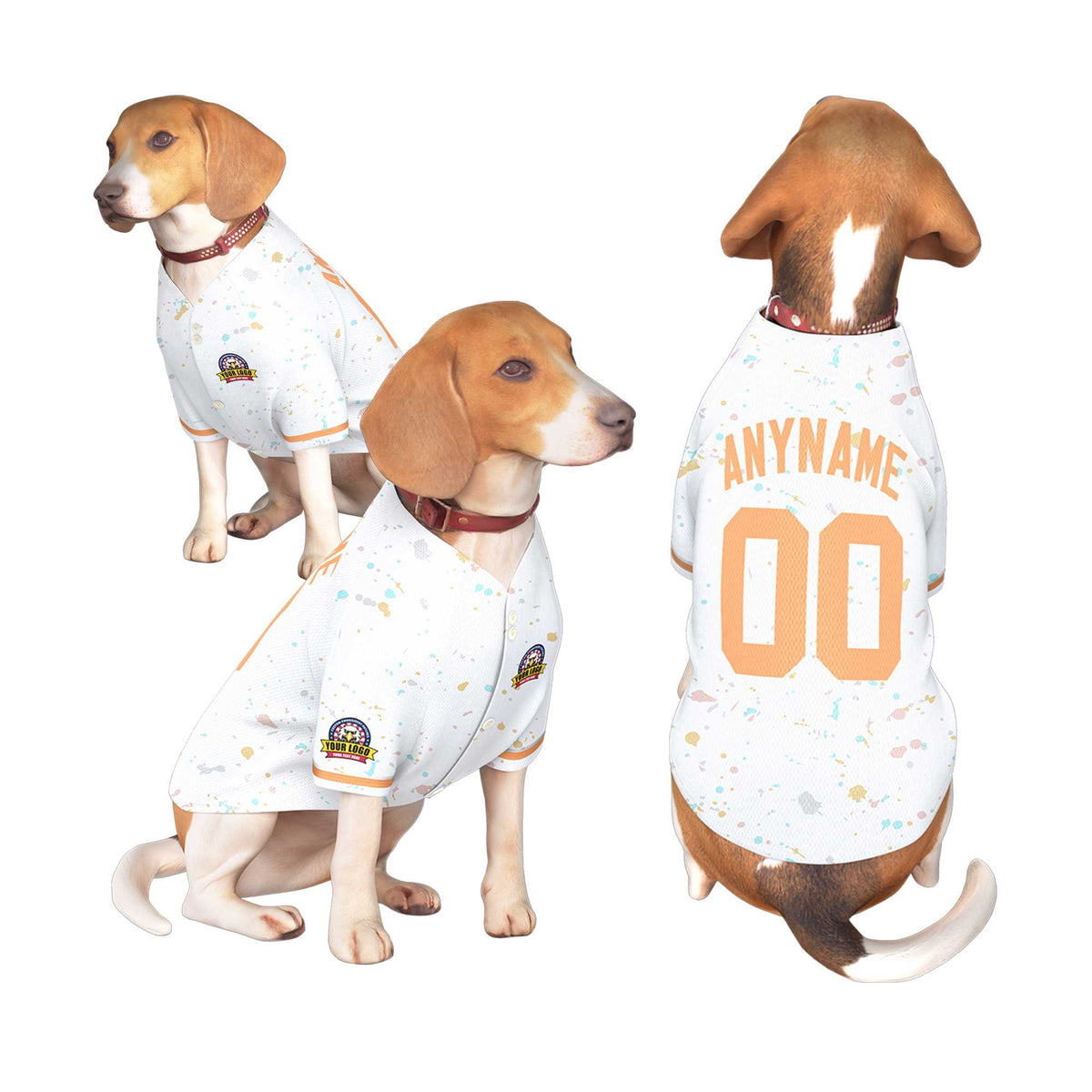 Custom White Orange Personalized Splash Graffiti Pattern Dog Jersey |KXKSHOP
