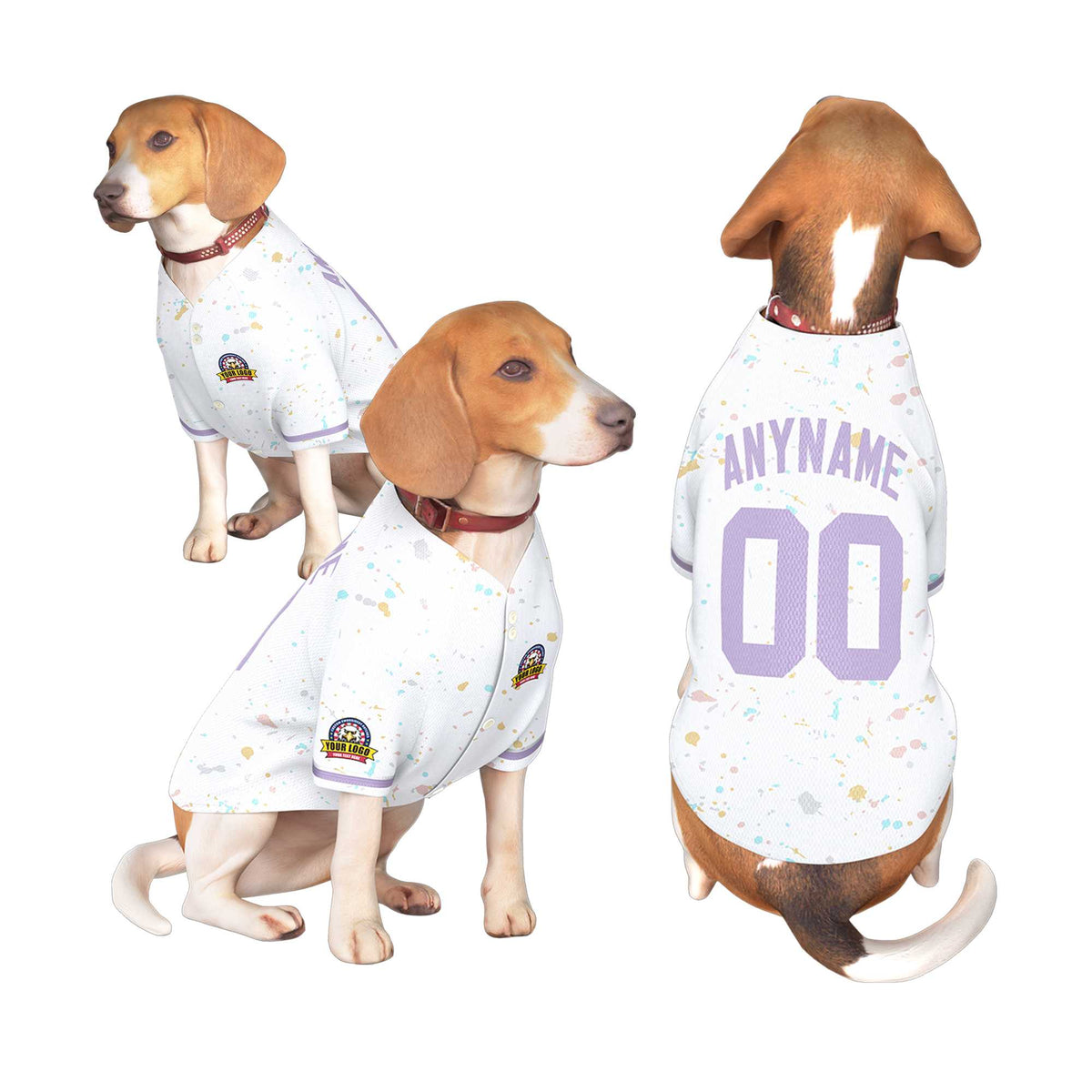 Custom White Light Purple Personalized Splash Graffiti Pattern Dog Jersey |KXKSHOP