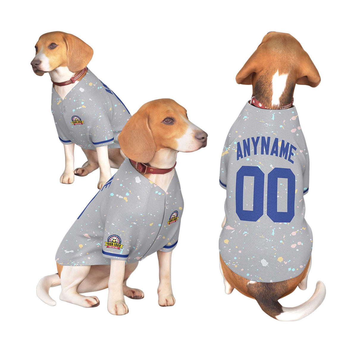 Custom Light Gray Royal Personalized Splash Graffiti Pattern Dog Jersey |KXKSHOP